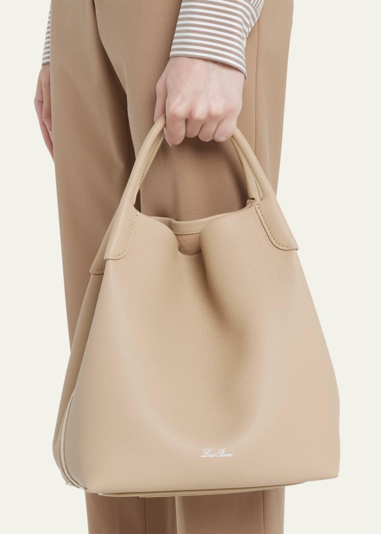 Loro Piana Bale Leather Convertible Shoulder Bag
