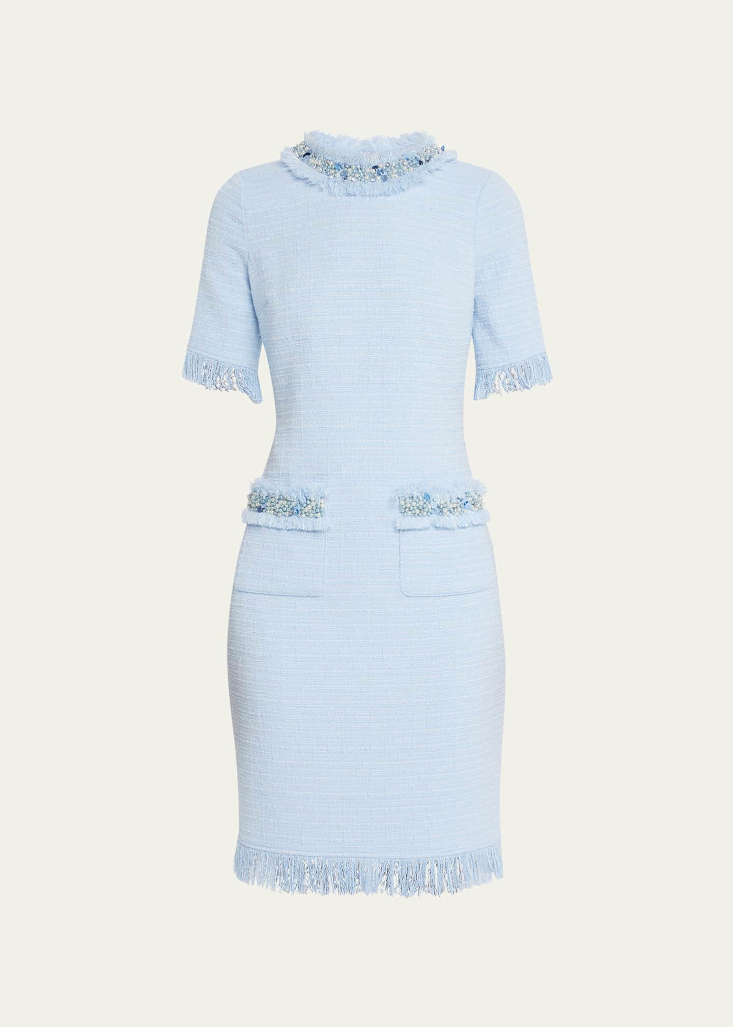 Rickie Freeman for Teri Jon Embellished Tweed Sheath Mini Dress