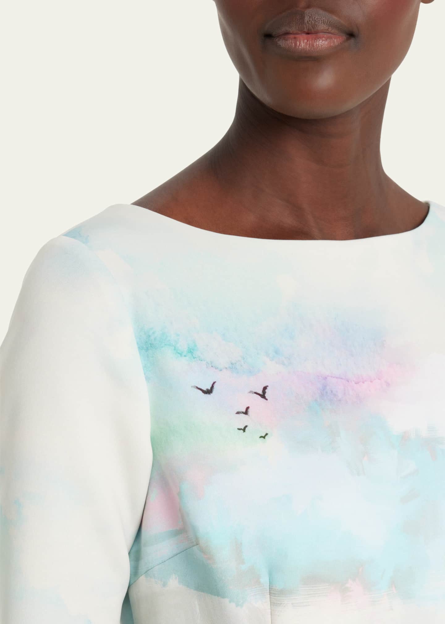 Rickie Freeman for Teri Jon ScenicPrint ElbowSleeve Scuba Dress