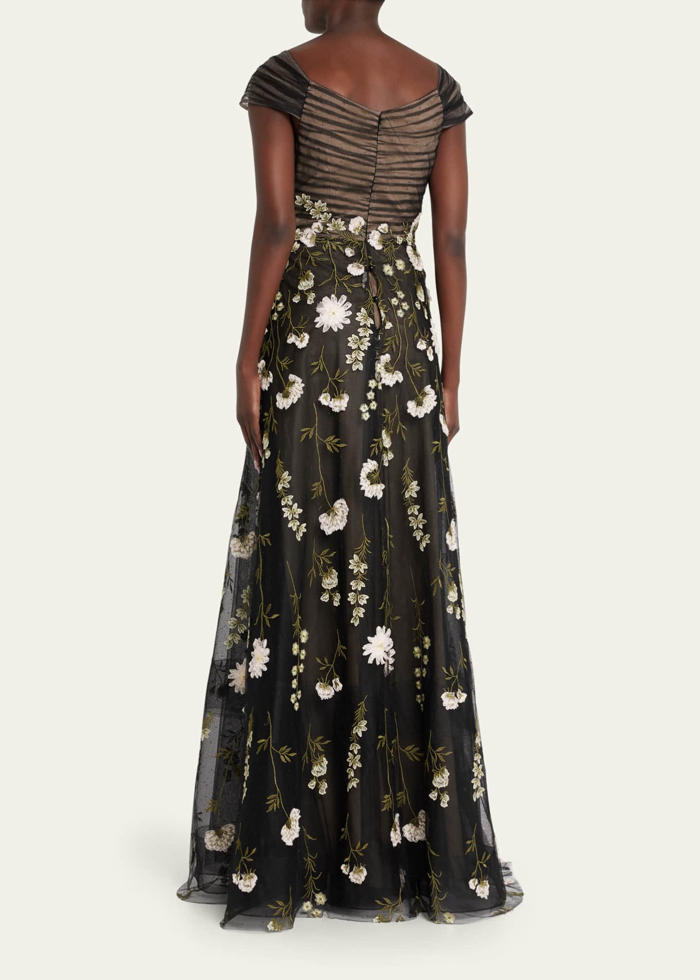 Teri Jon 237201 3D Flower Embroidered Tulle Dress