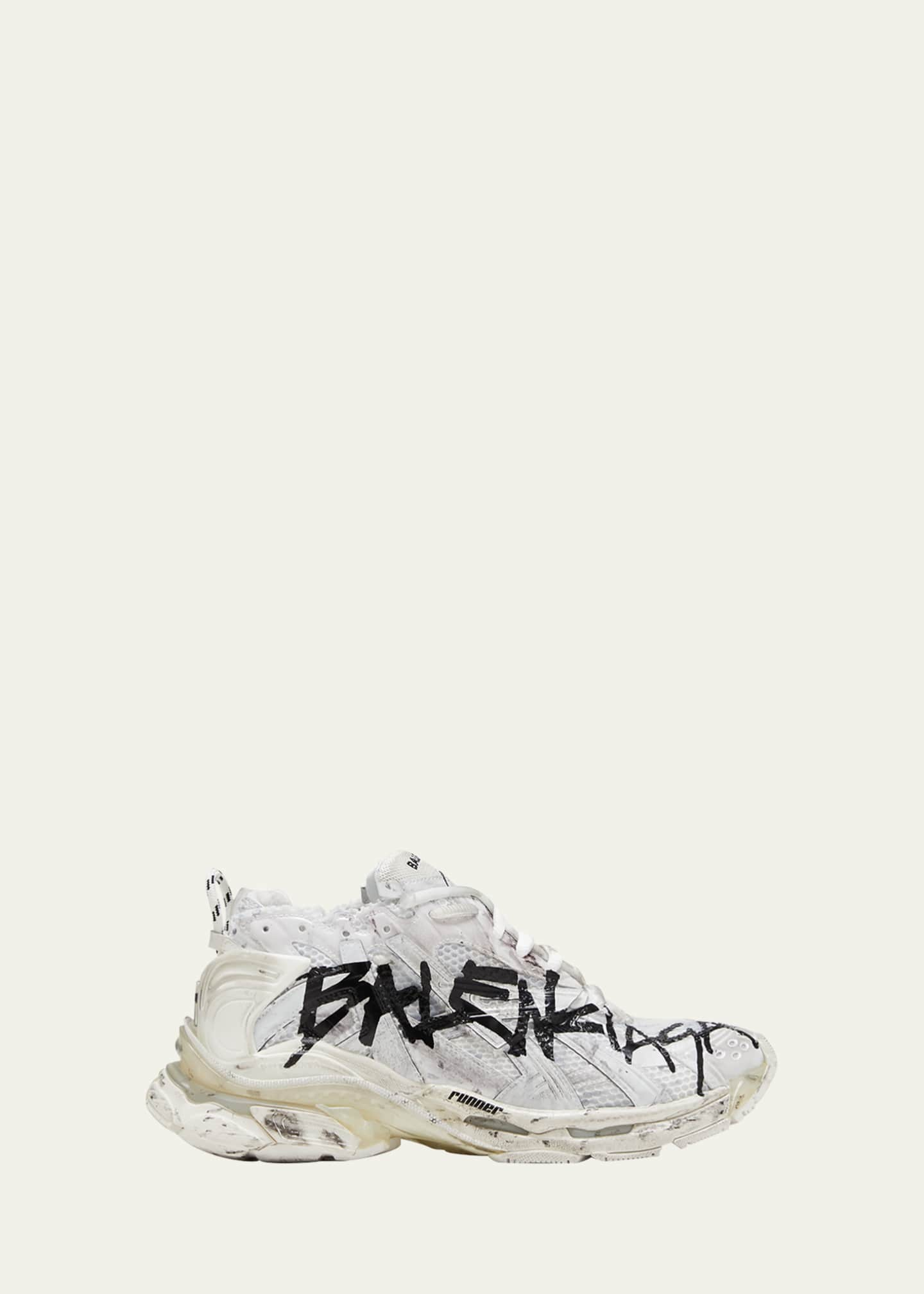 Balenciaga Men's Graffiti Mesh Runner - Bergdorf Goodman