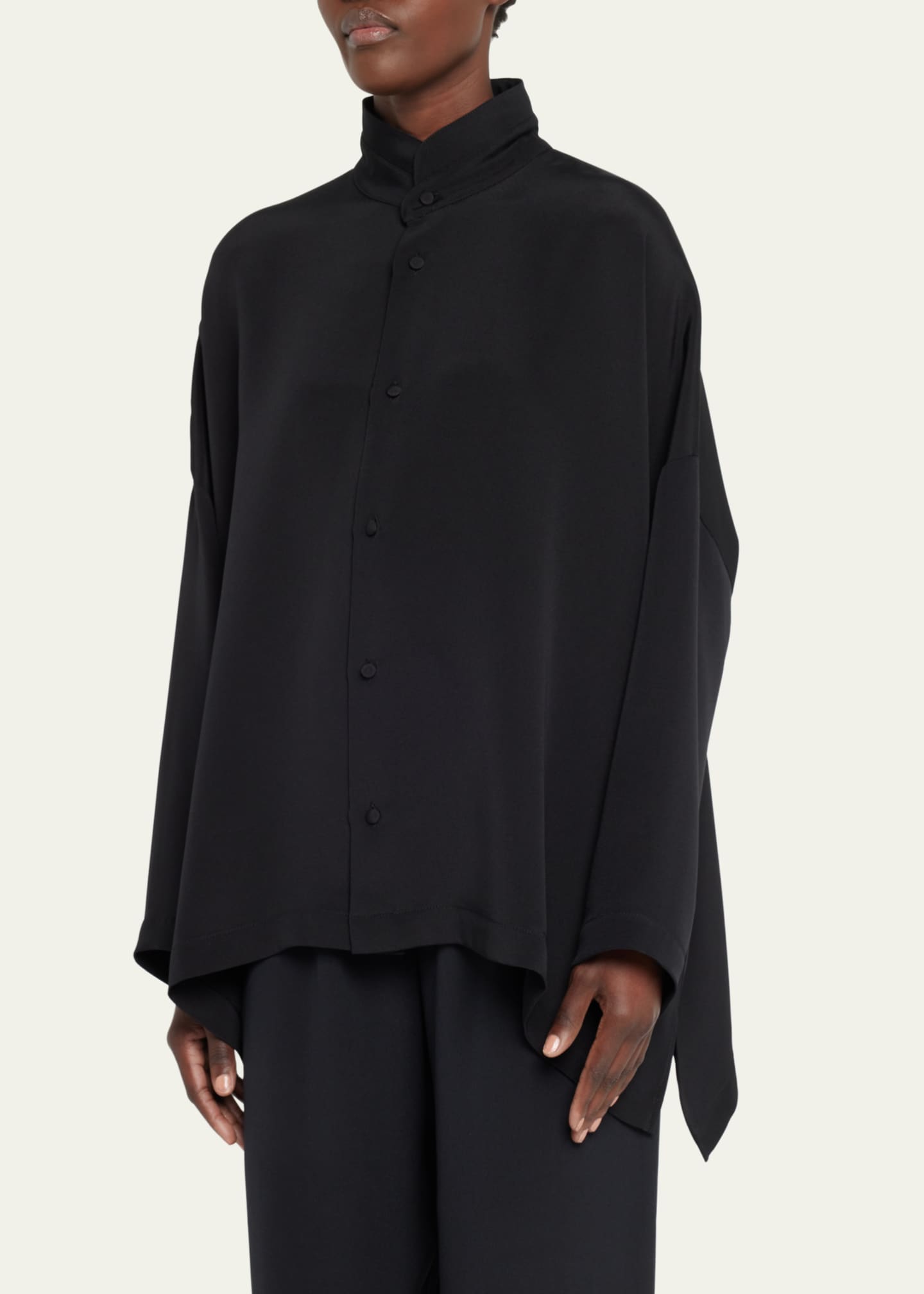 Eskandar Wide Longer Back Double Stand Collar Shirt (Mid Plus) Image 4 of 5