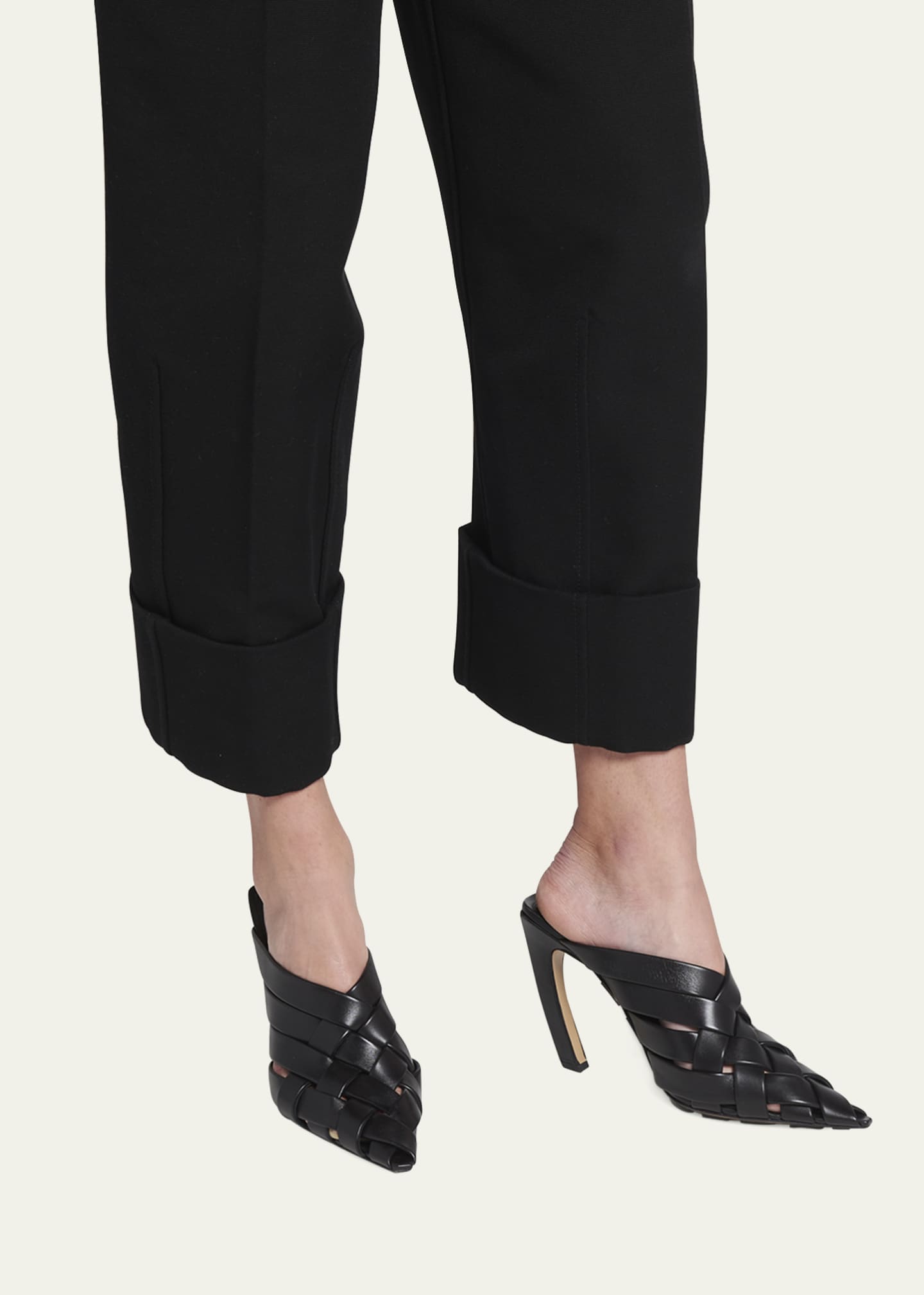 Bottega Veneta Alfie Pointed Woven Napa Leather Mules
