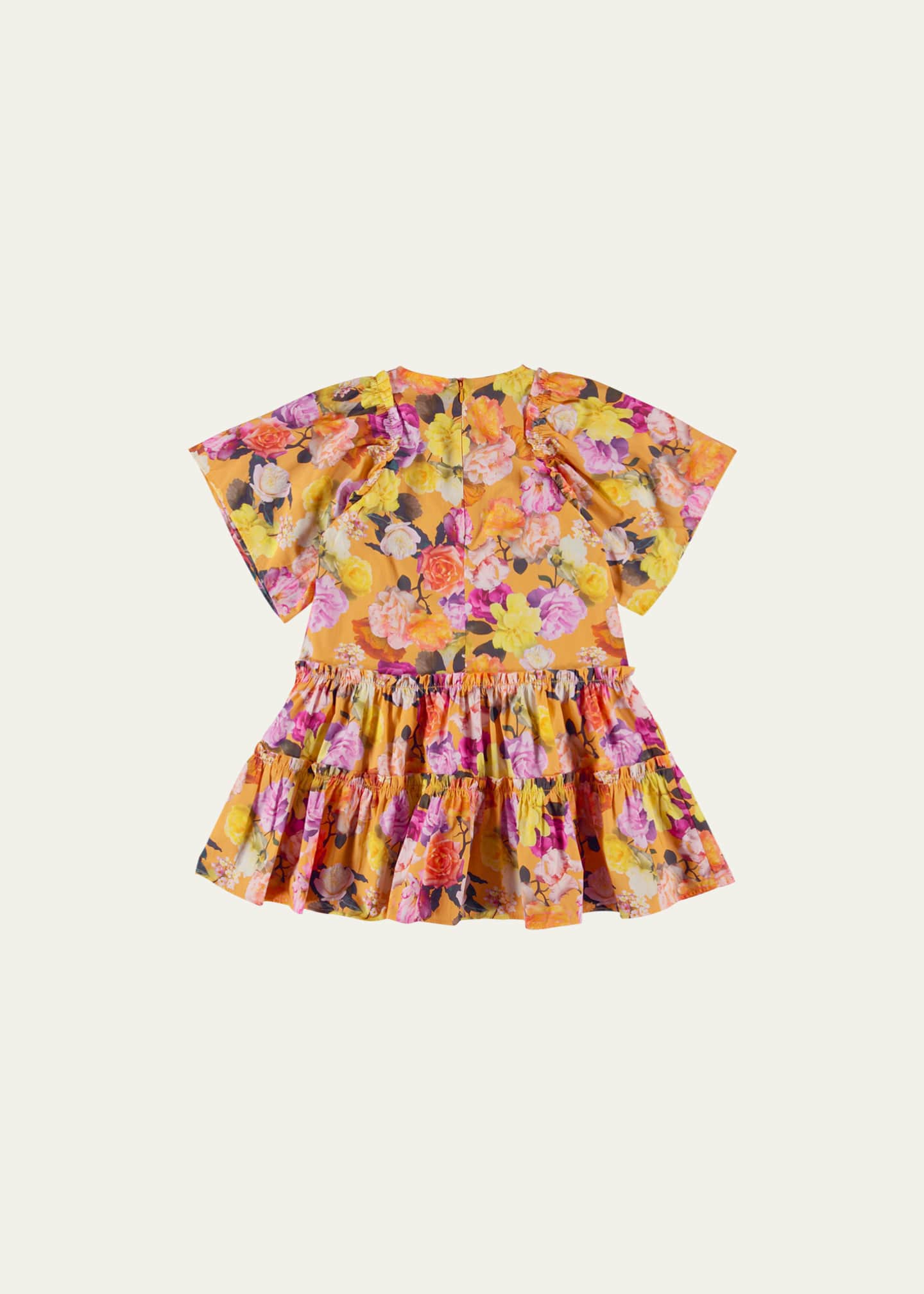 Molo Girl's Cat Clementine Roses Tiered Ruffle Trim Dress, Size 36