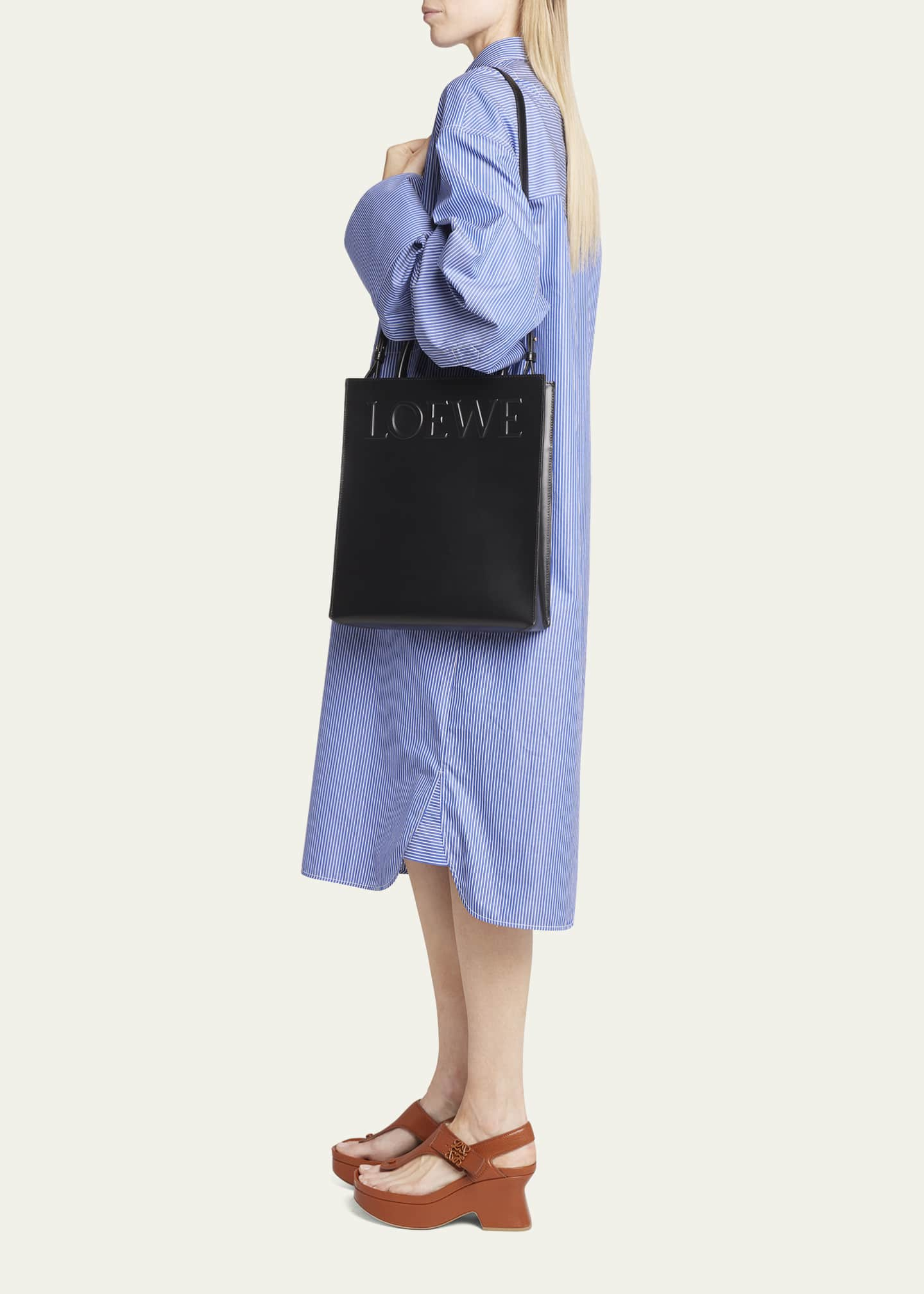 Loewe Logo North-South Leather Tote Bag - Bergdorf Goodman