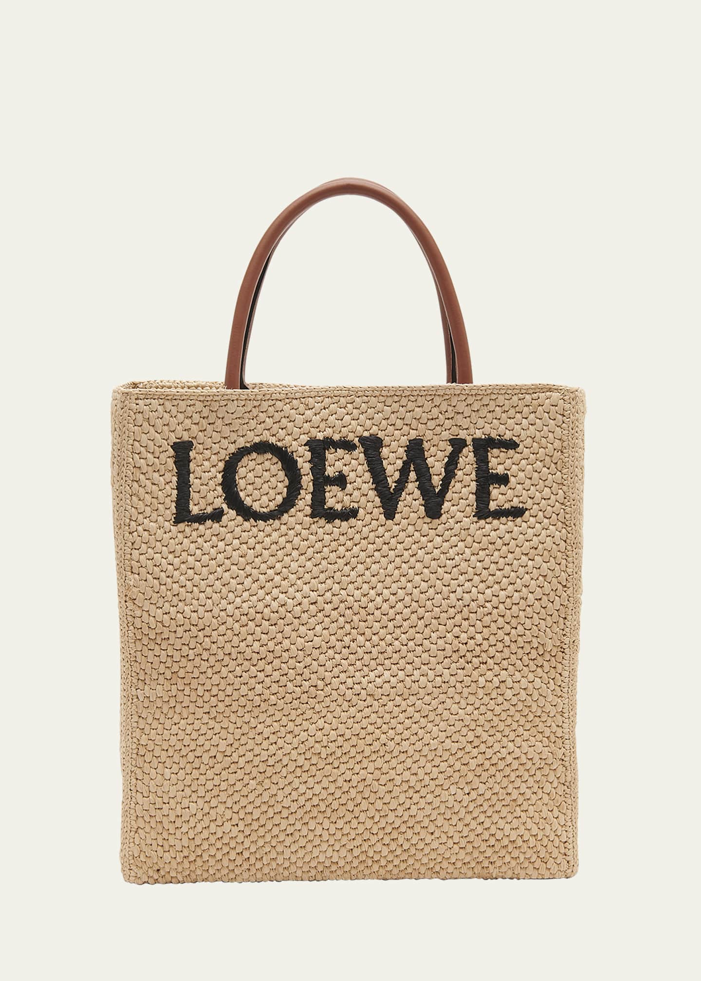 Loewe A4 Logo North South Raffia Tote Bag Bergdorf Goodman
