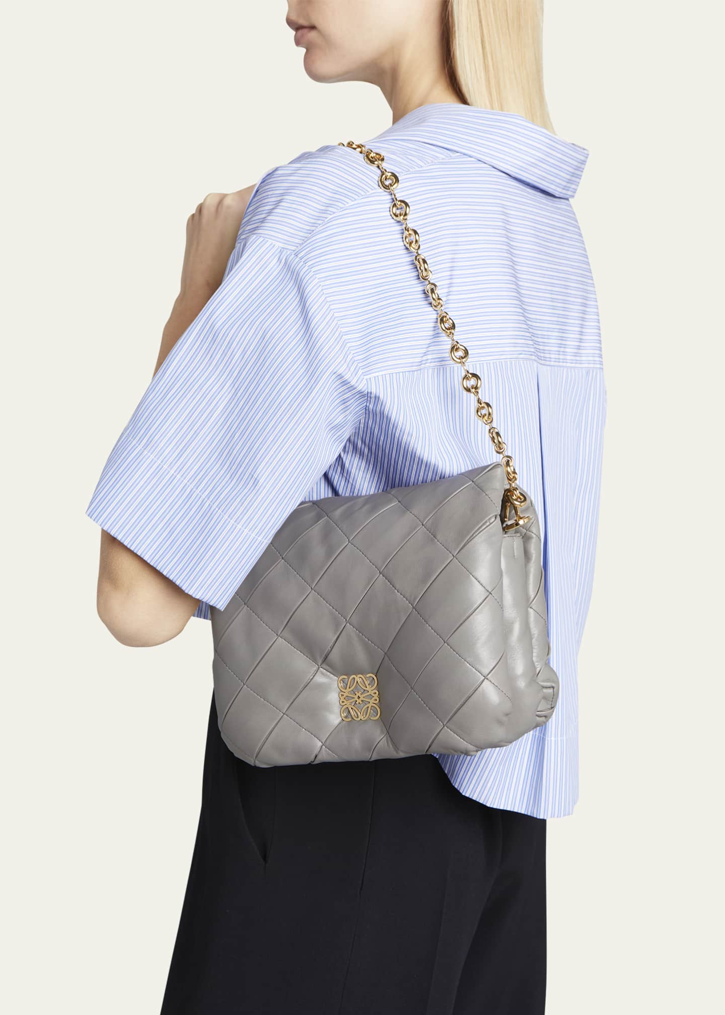 Loewe Goya Mini Pleated Leather Shoulder Bag - Bergdorf Goodman
