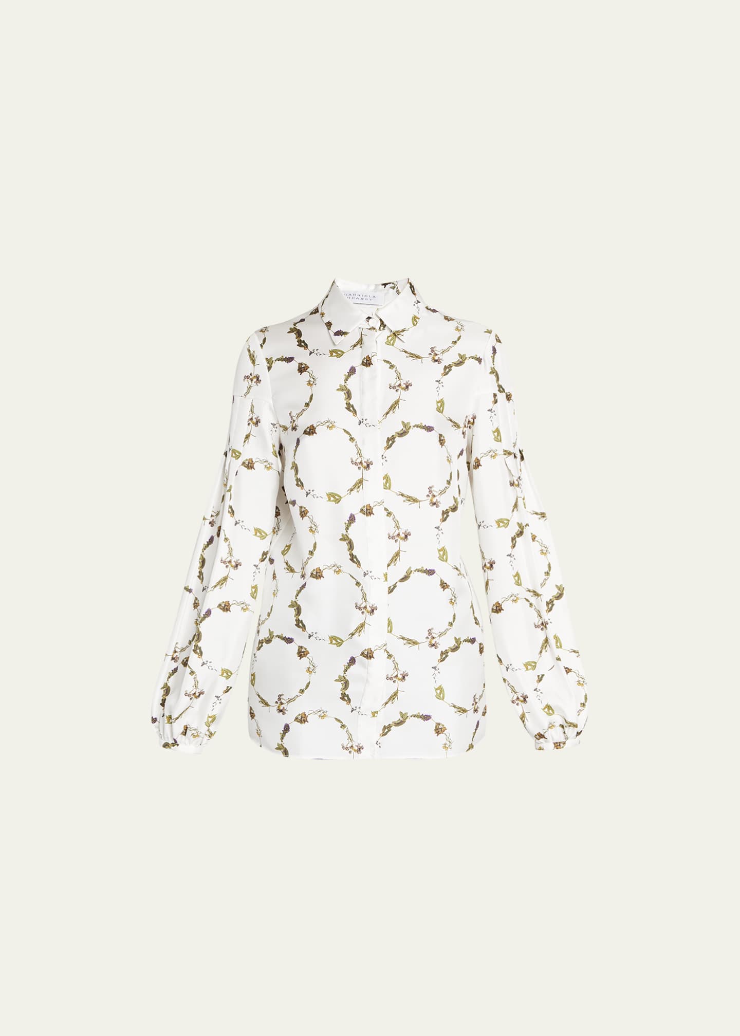 Gabriela Hearst Selene Floral-Print Silk Collared Shirt - Bergdorf Goodman