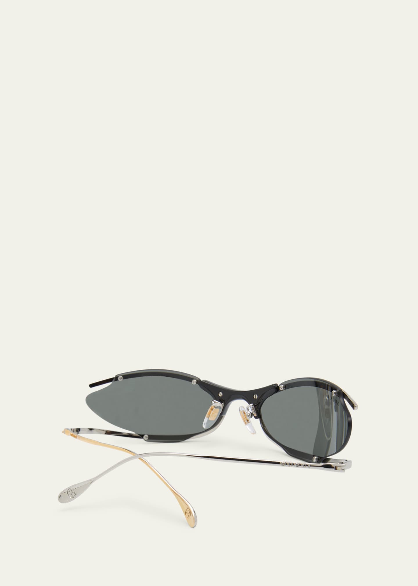 Gucci Two-Tone Zinc Alloy Oval Sunglasses - Bergdorf Goodman