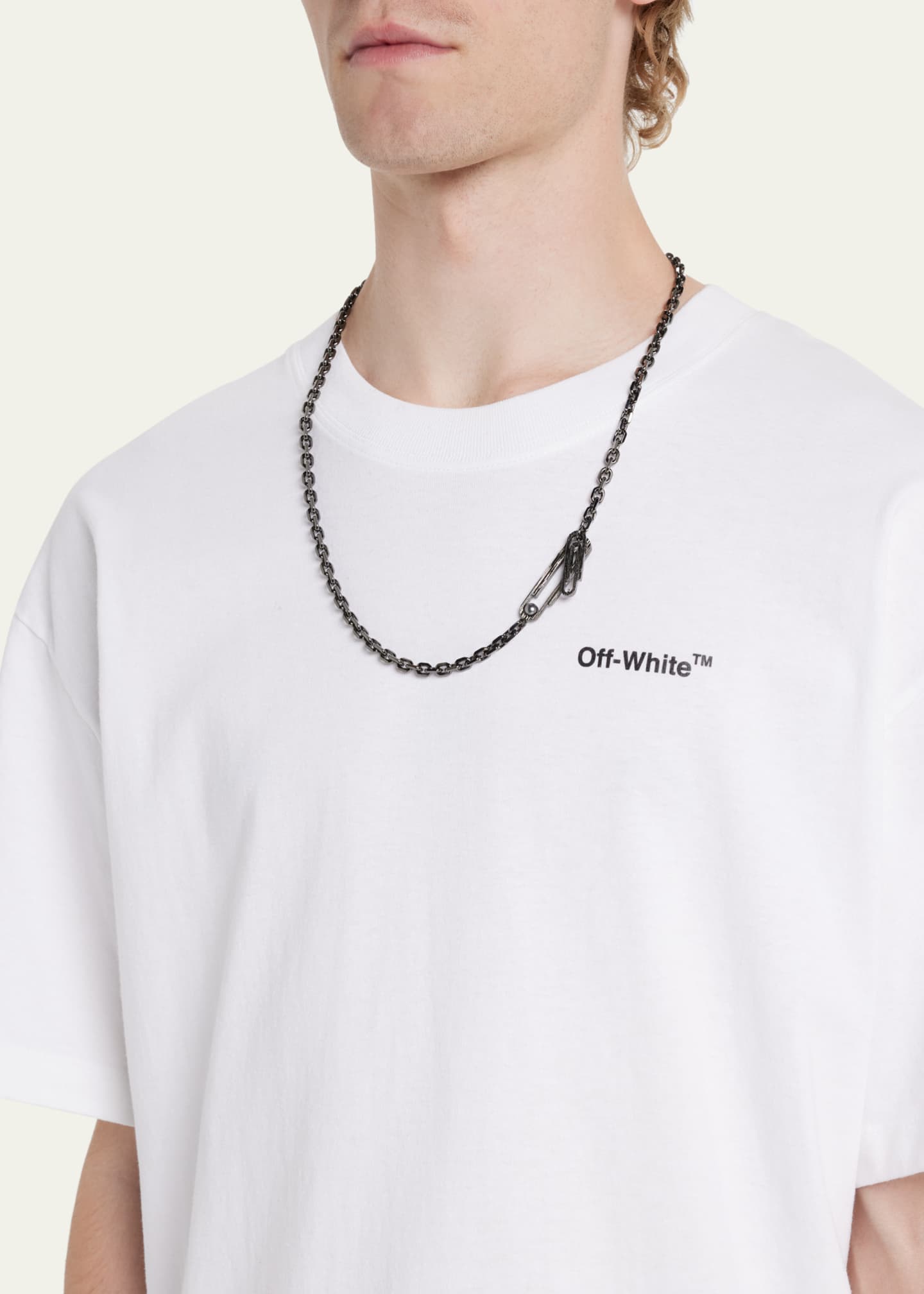 OffWhite Men's Faux Pearl and Paperclip Chain Necklace Bergdorf Goodman