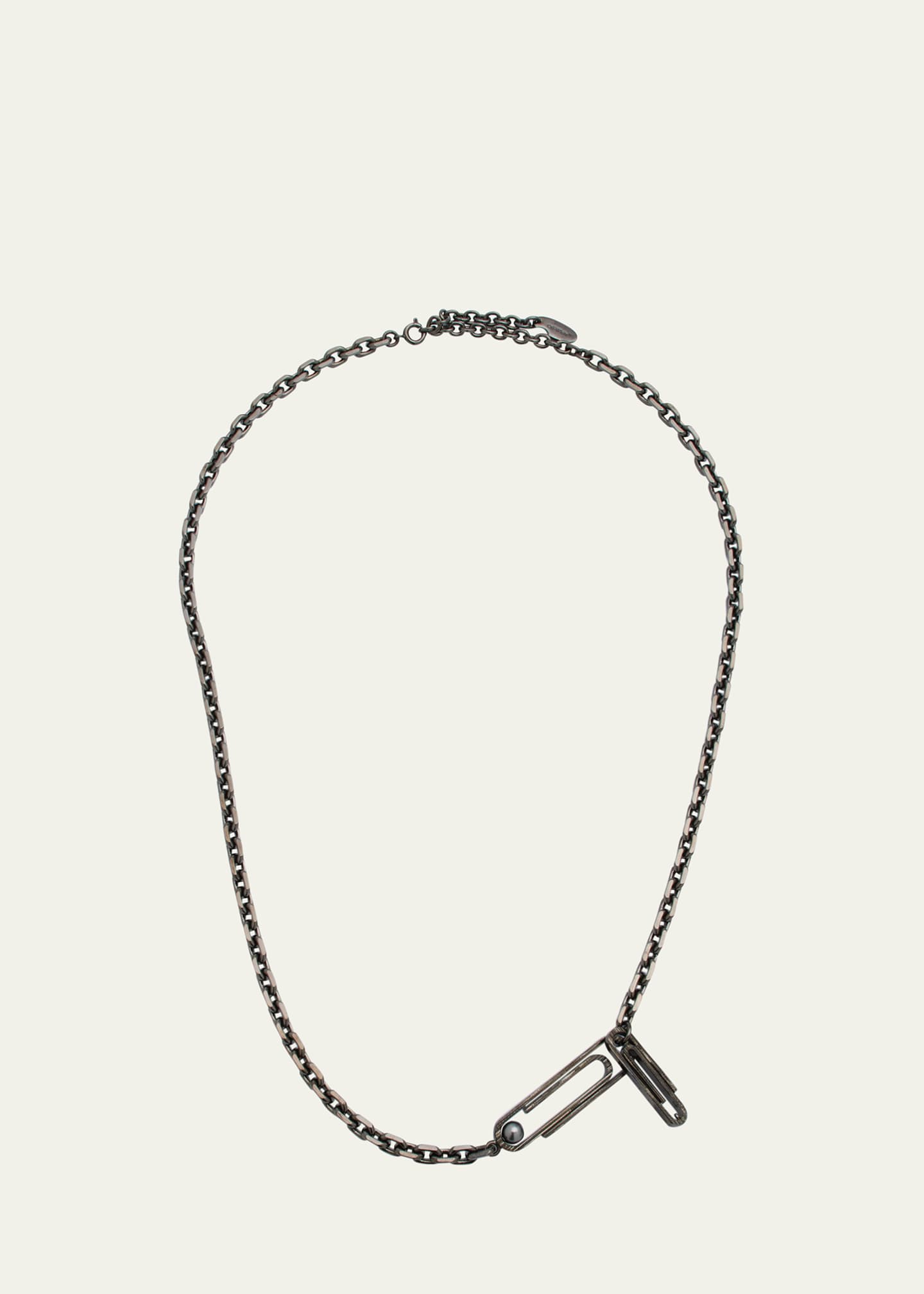 OffWhite Men's Faux Pearl and Paperclip Chain Necklace Bergdorf Goodman