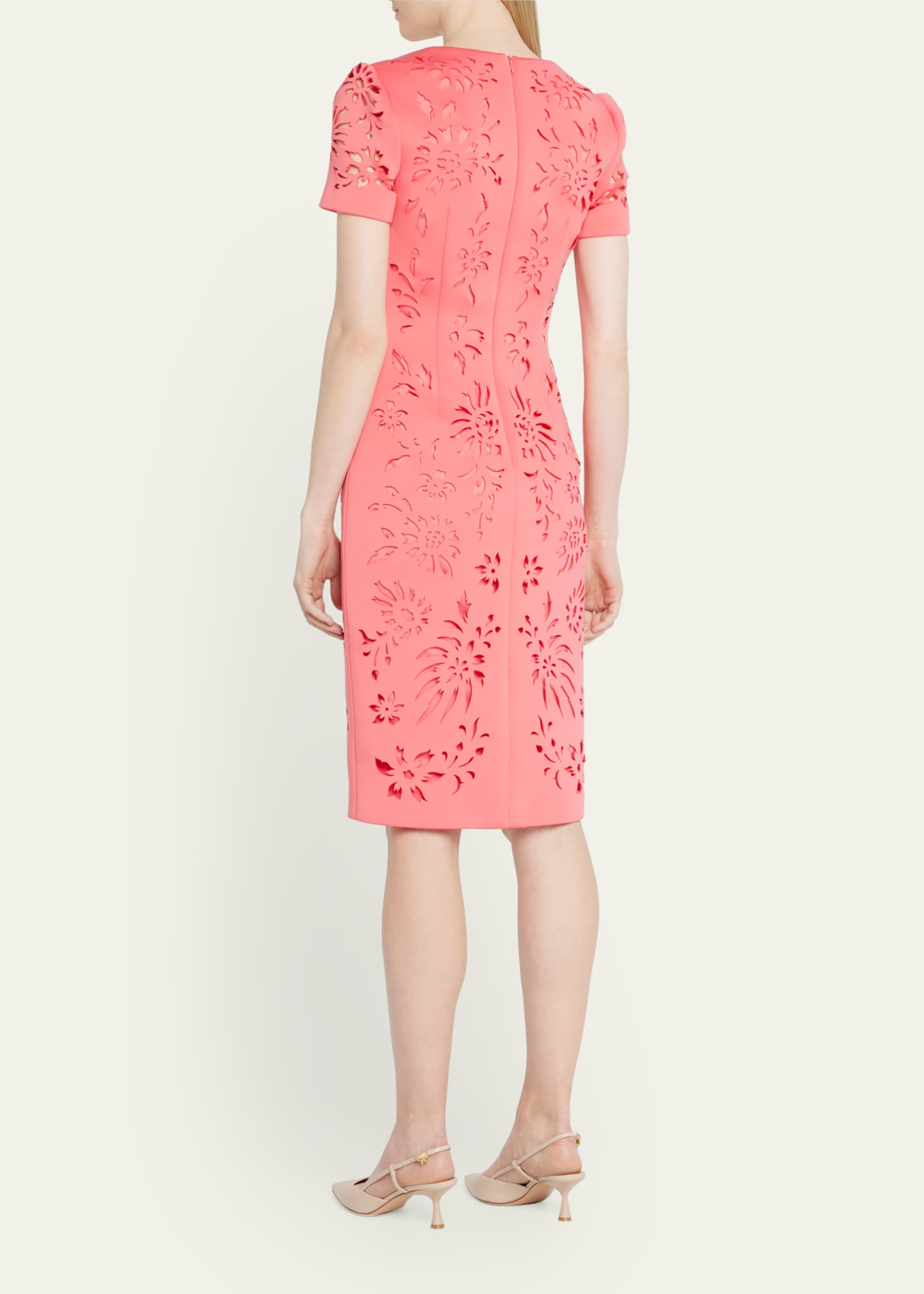 badgley mischka lilac tie neck sheath