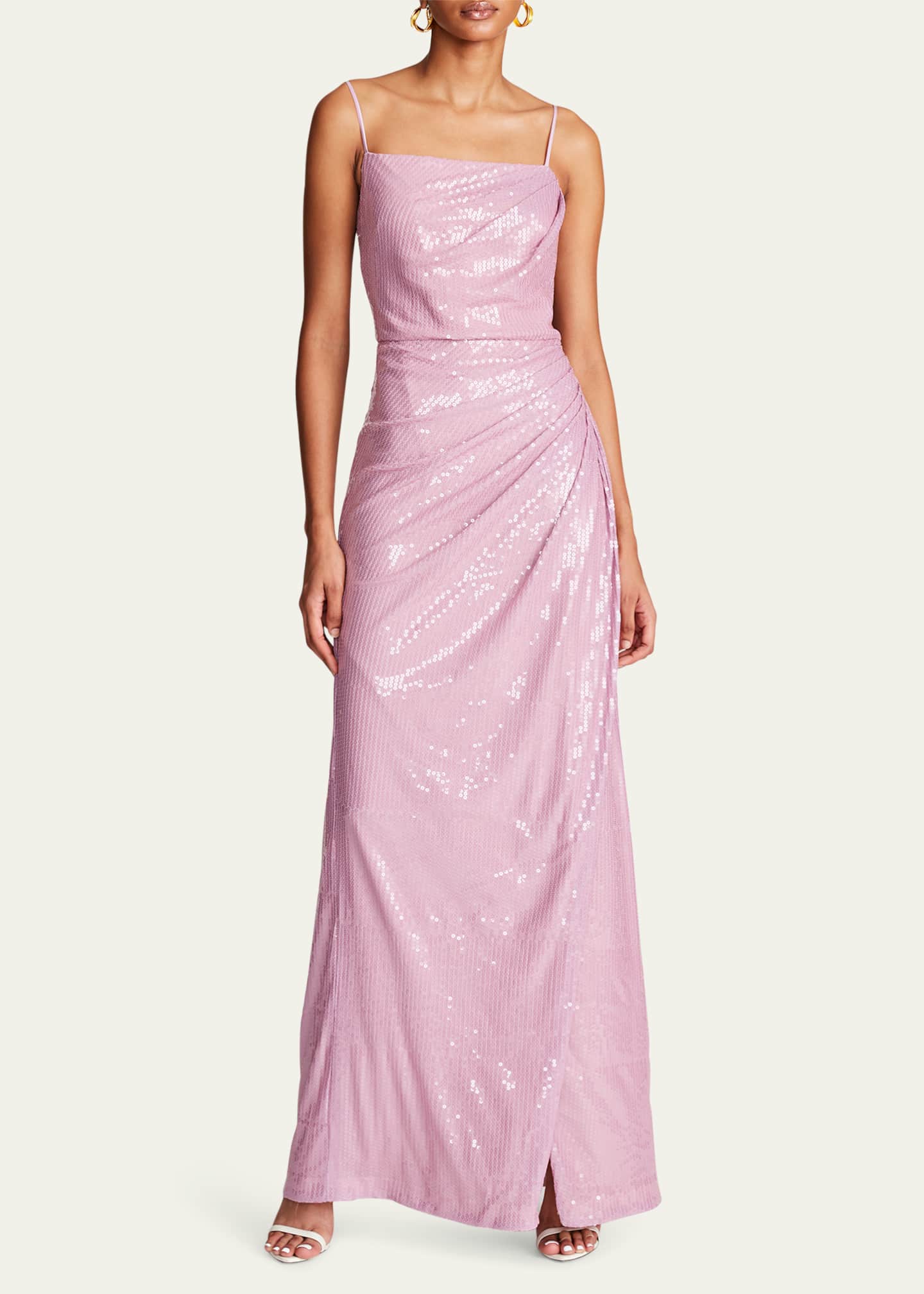 Halston Alania Ruched A Line Sequin Gown Bergdorf Goodman