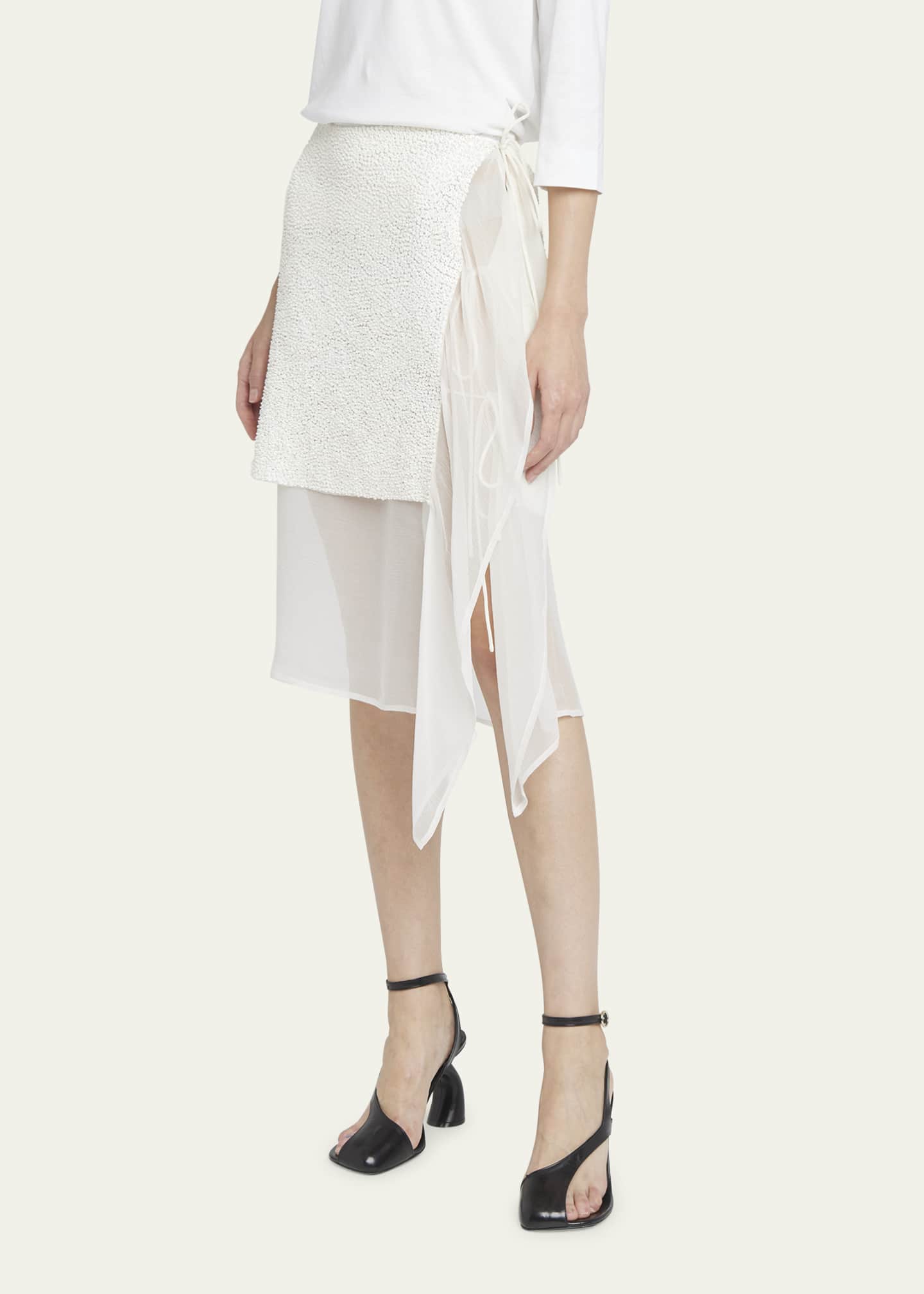 Dries Van Noten Simi Embellished Midi Skirt with Sheer Underlayer ...
