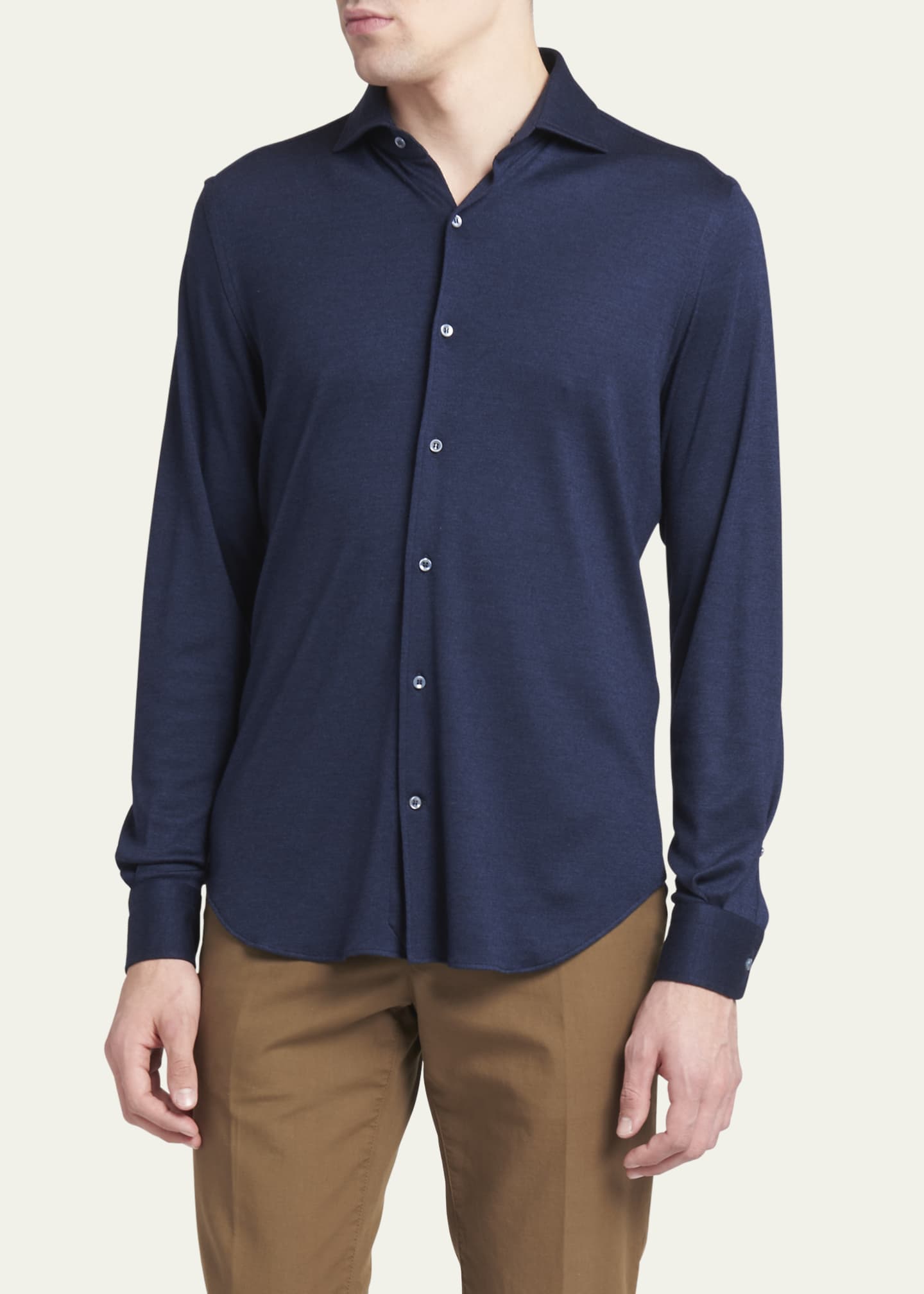 Loro Piana Men's Andrew Cashmere-Silk Sport Shirt Image 4 of 5