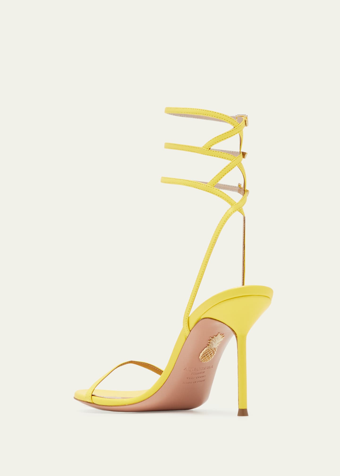Aquazzura Essence Leather Ankle-Strap Trio Sandals - Bergdorf Goodman