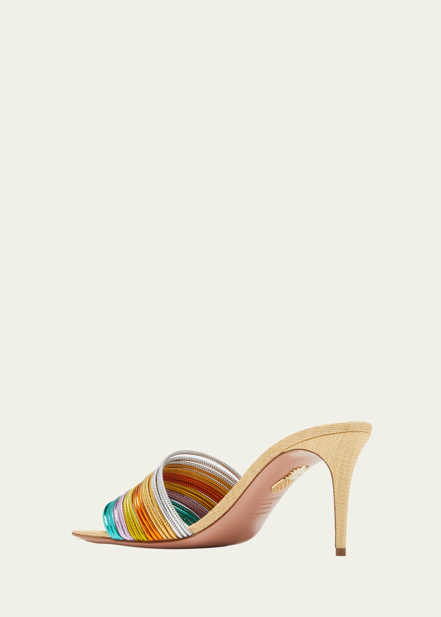 Aquazzura Rendezvous Rainbow Metallic Stiletto Sandals Bergdorf Goodman