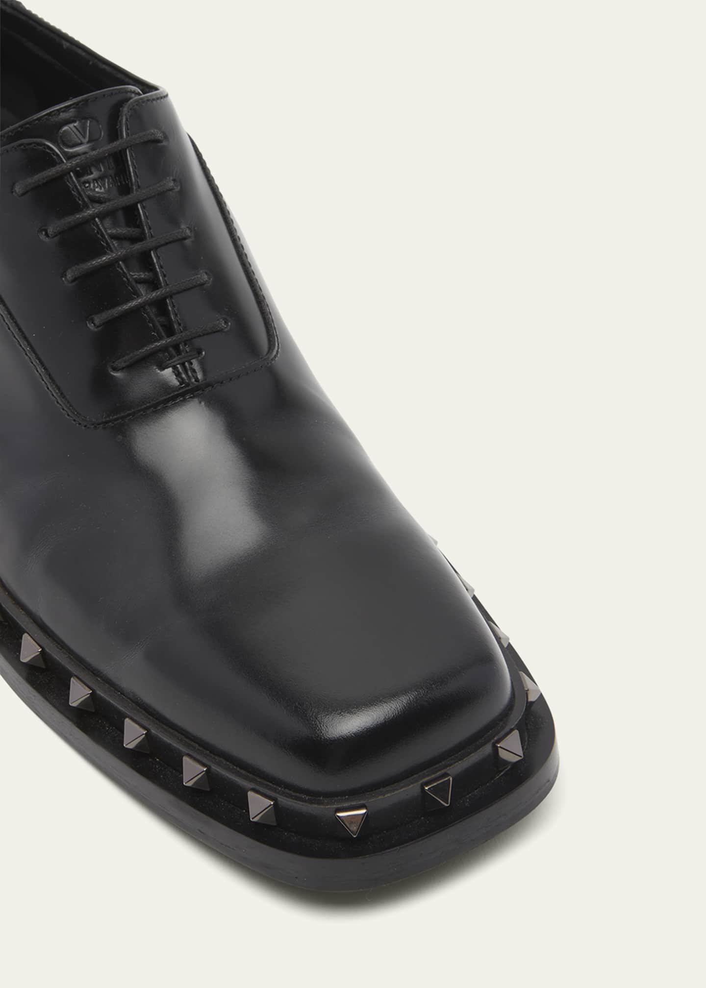 Valentino Garavani Men s Rockstud Leather Derby Shoes