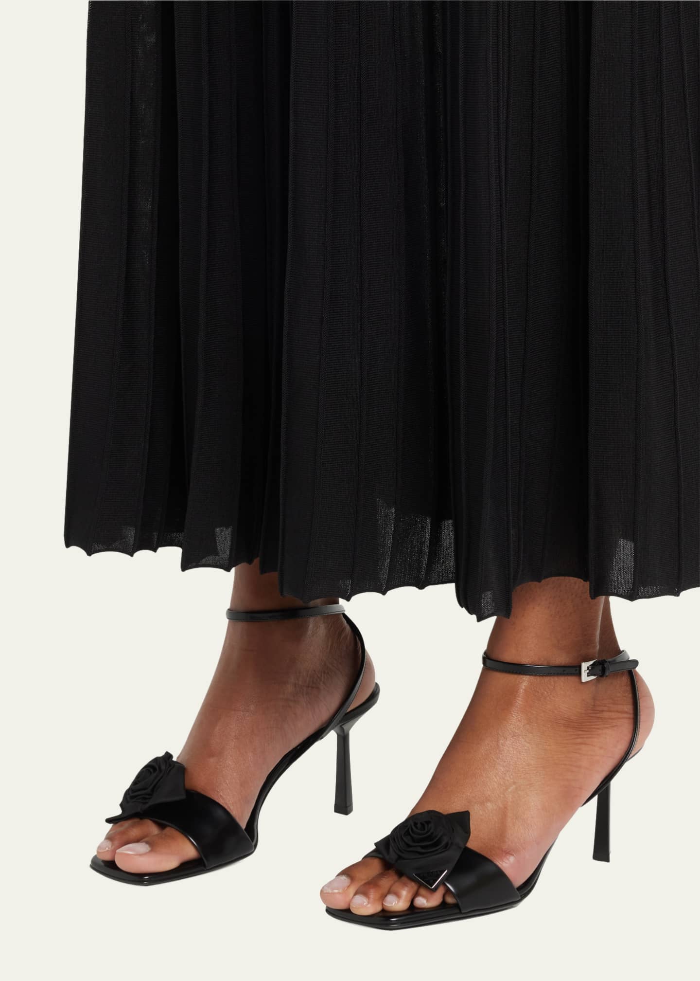 Prada Sandali Triangle Logo Rose Ankle Strap Sandals