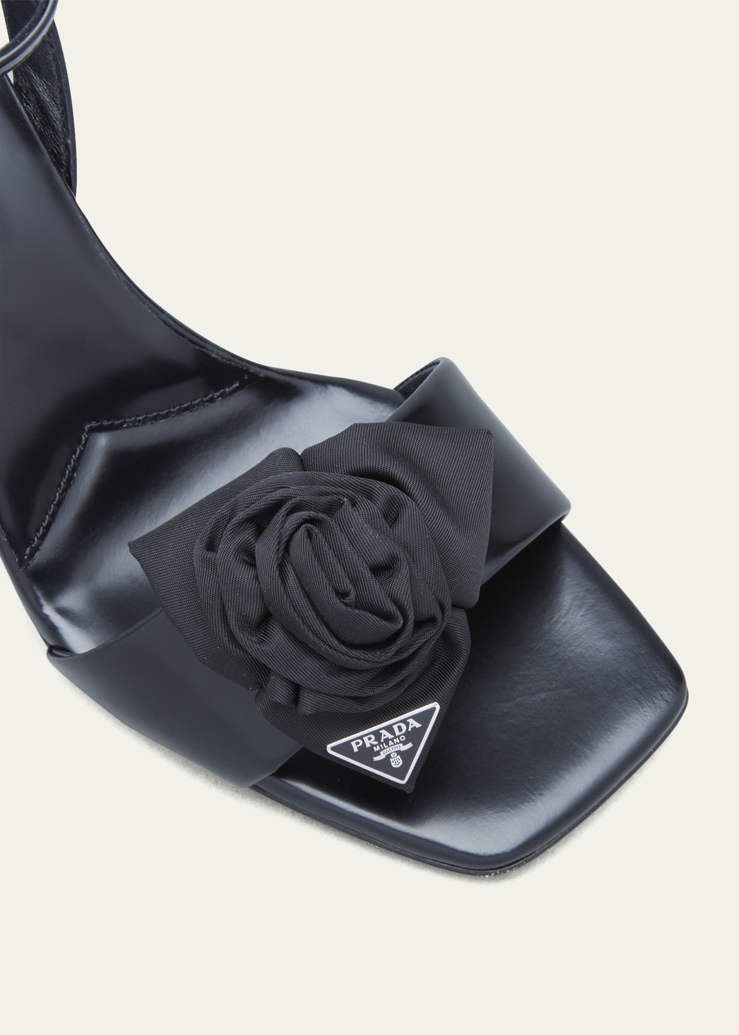 Prada Sandali Triangle Logo Rose Ankle Strap Sandals - Bergdorf 