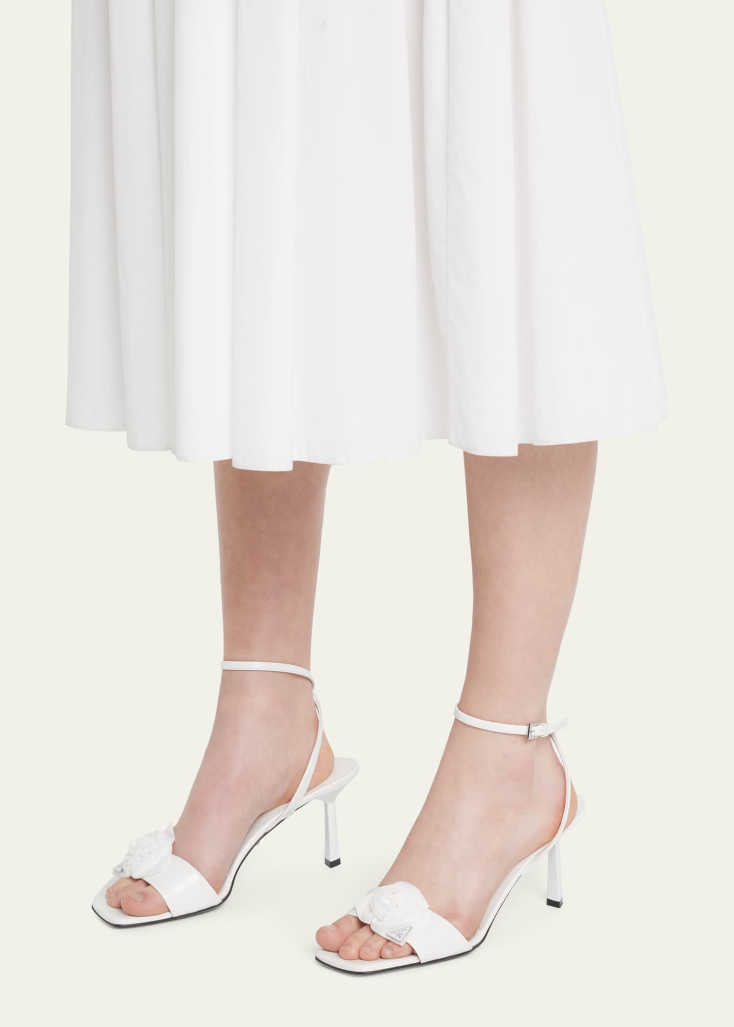 Prada Sandali Triangle Logo Rose Ankle Strap Sandals