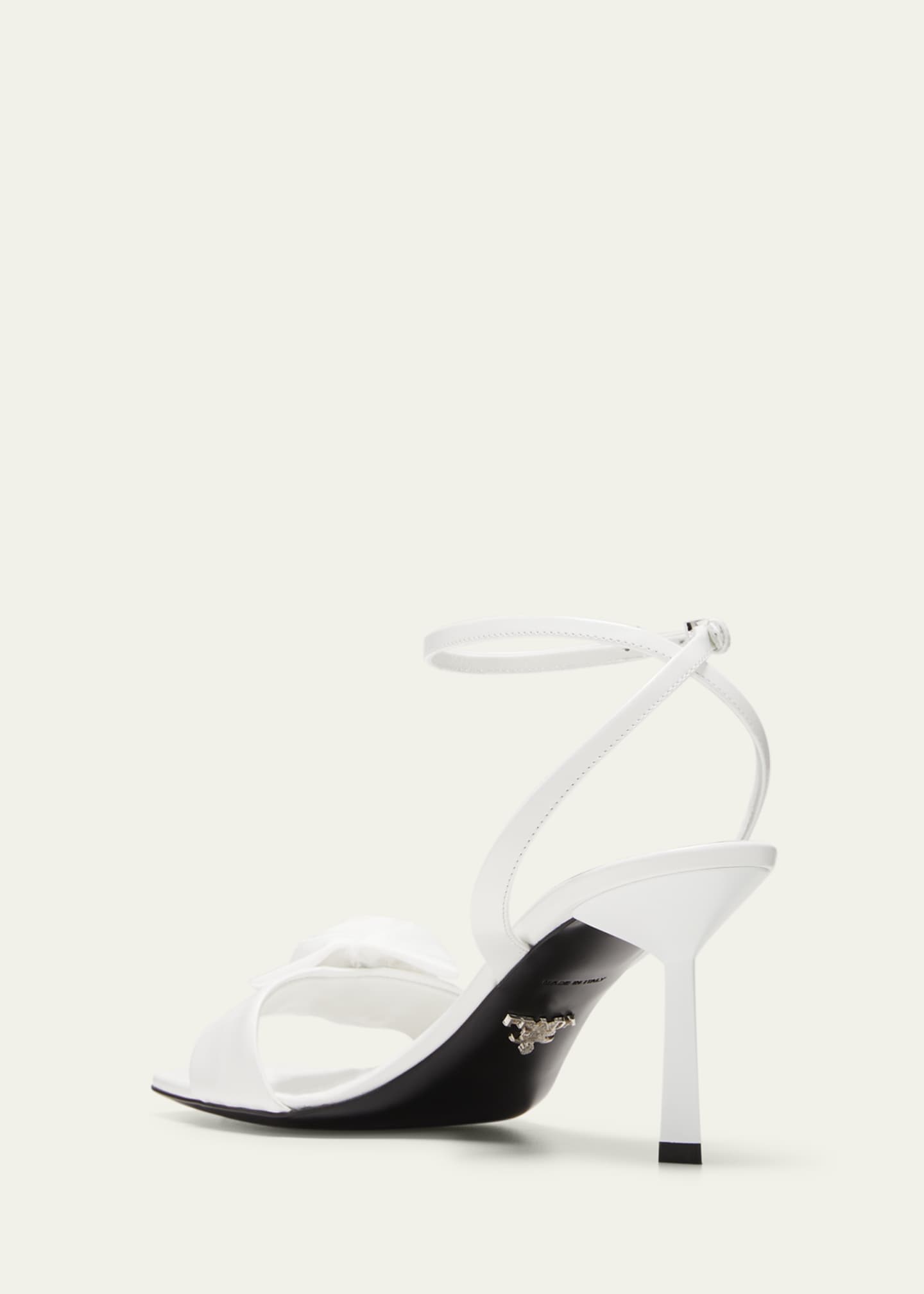 Prada Sandali Triangle Logo Rose Ankle Strap Sandals