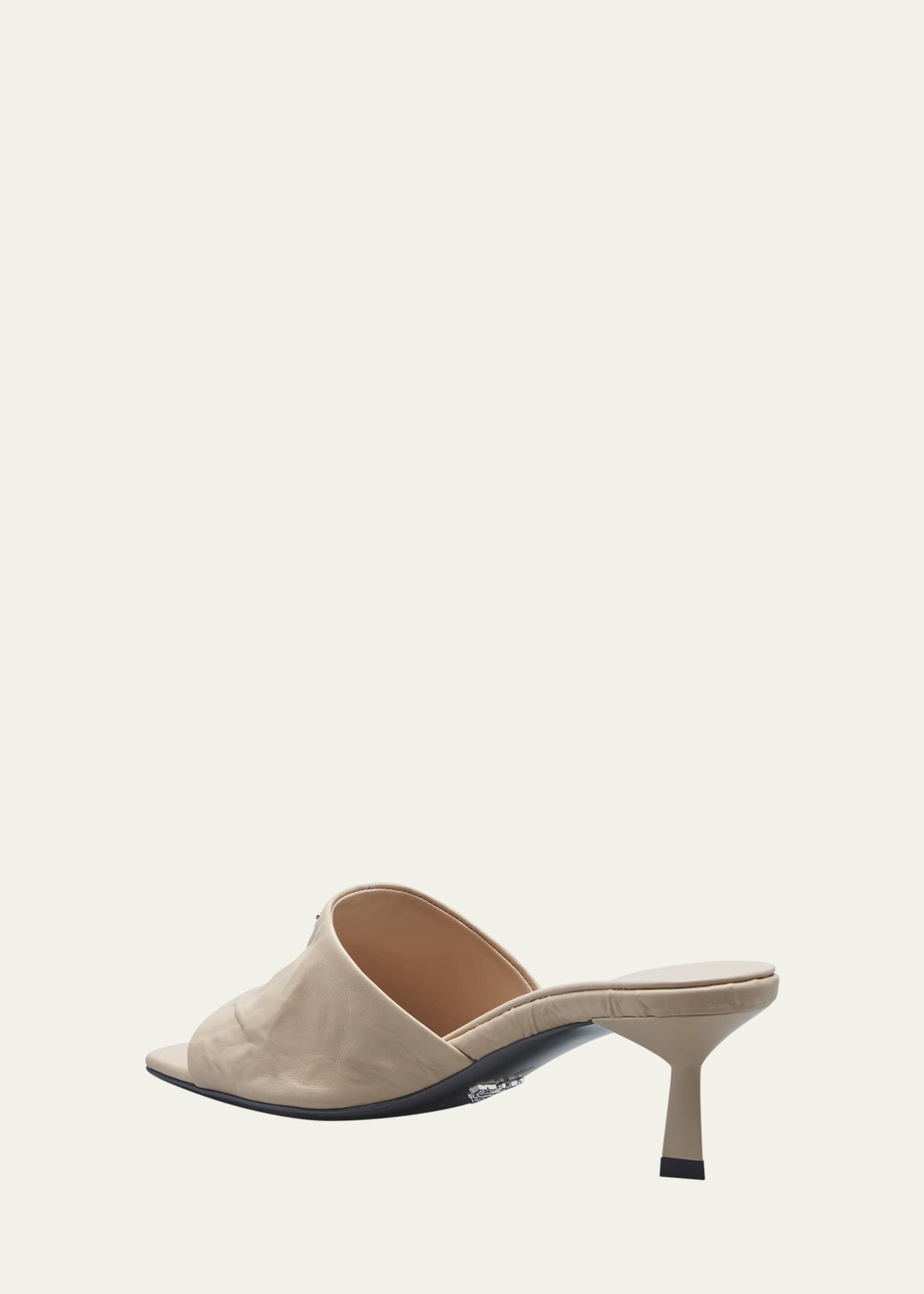 Triangle Logo Leather Kitten-Heel Mule Sandals