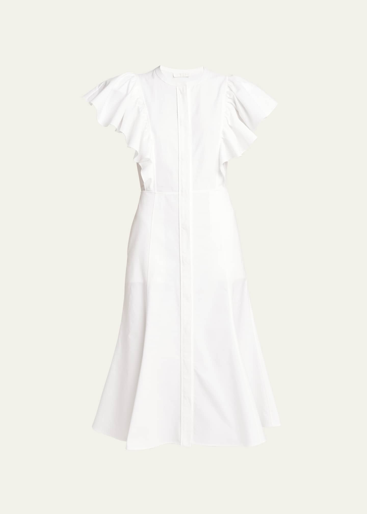 Chloe Poplin Shirtdress with Flutter Sleeves - Bergdorf Goodman
