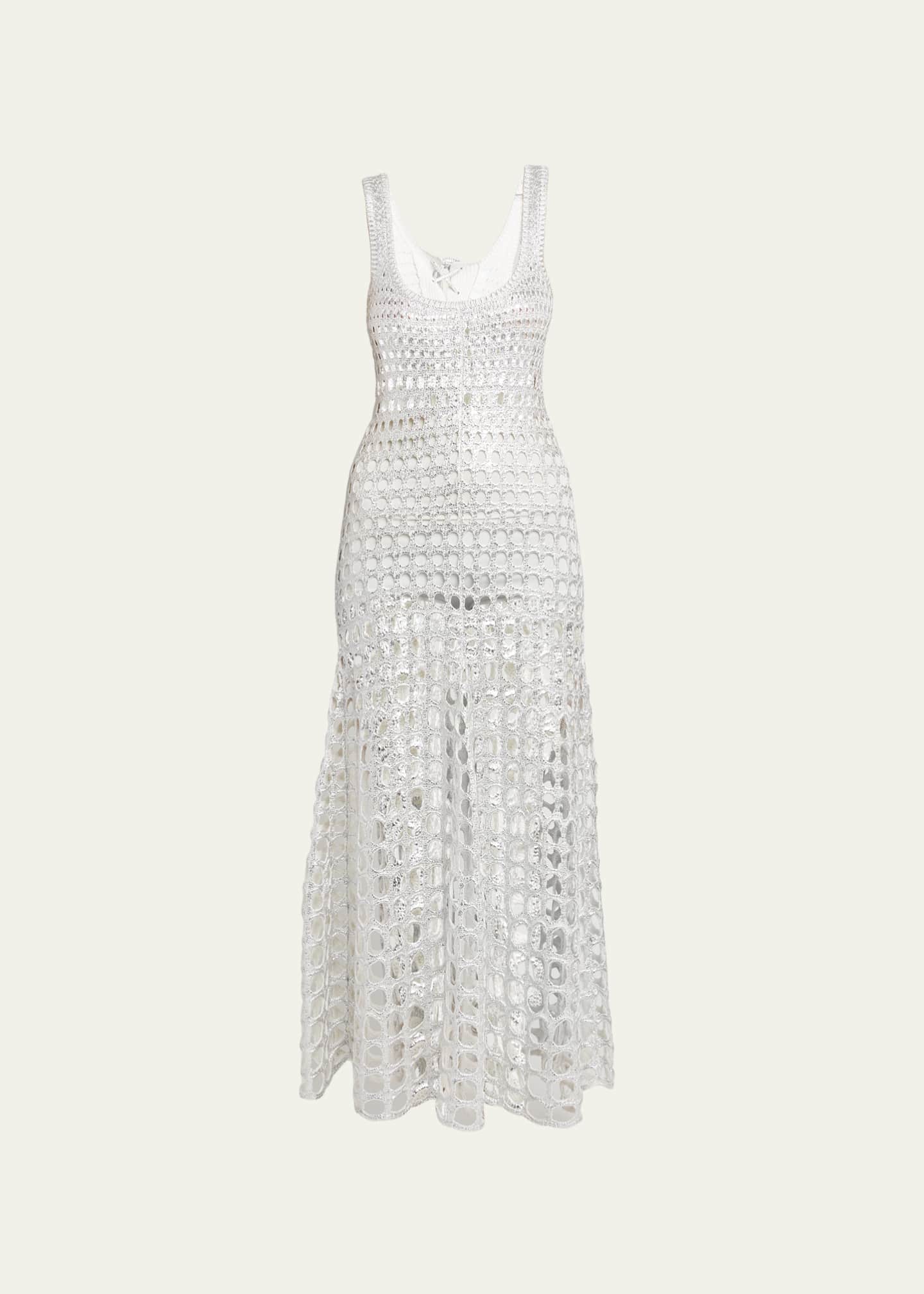 Chloe Silver Macrame Maxi Dress with Lace-Up Back - Bergdorf Goodman