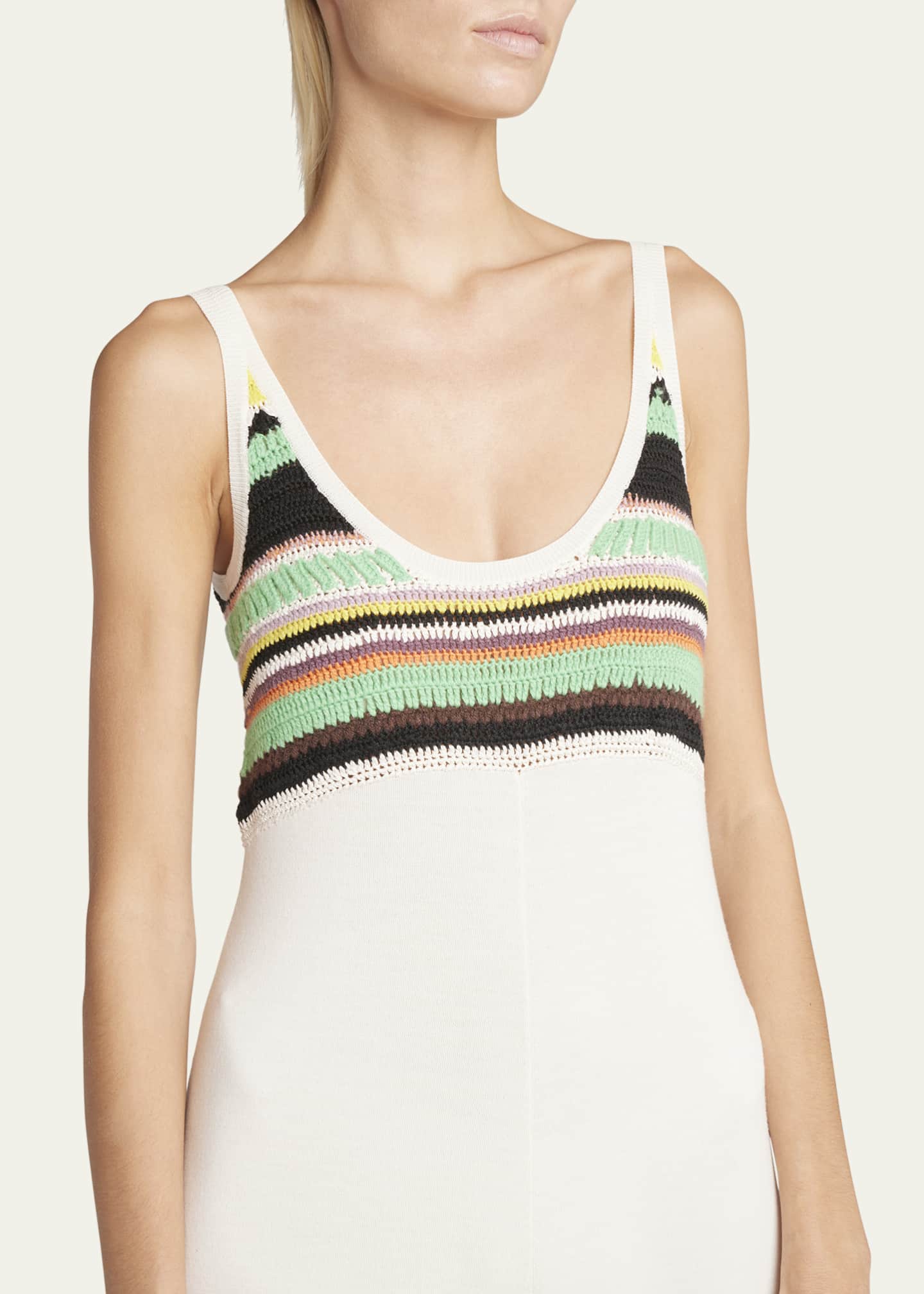 Chloe Hand Crochet Striped TankTop Dress Bergdorf Goodman