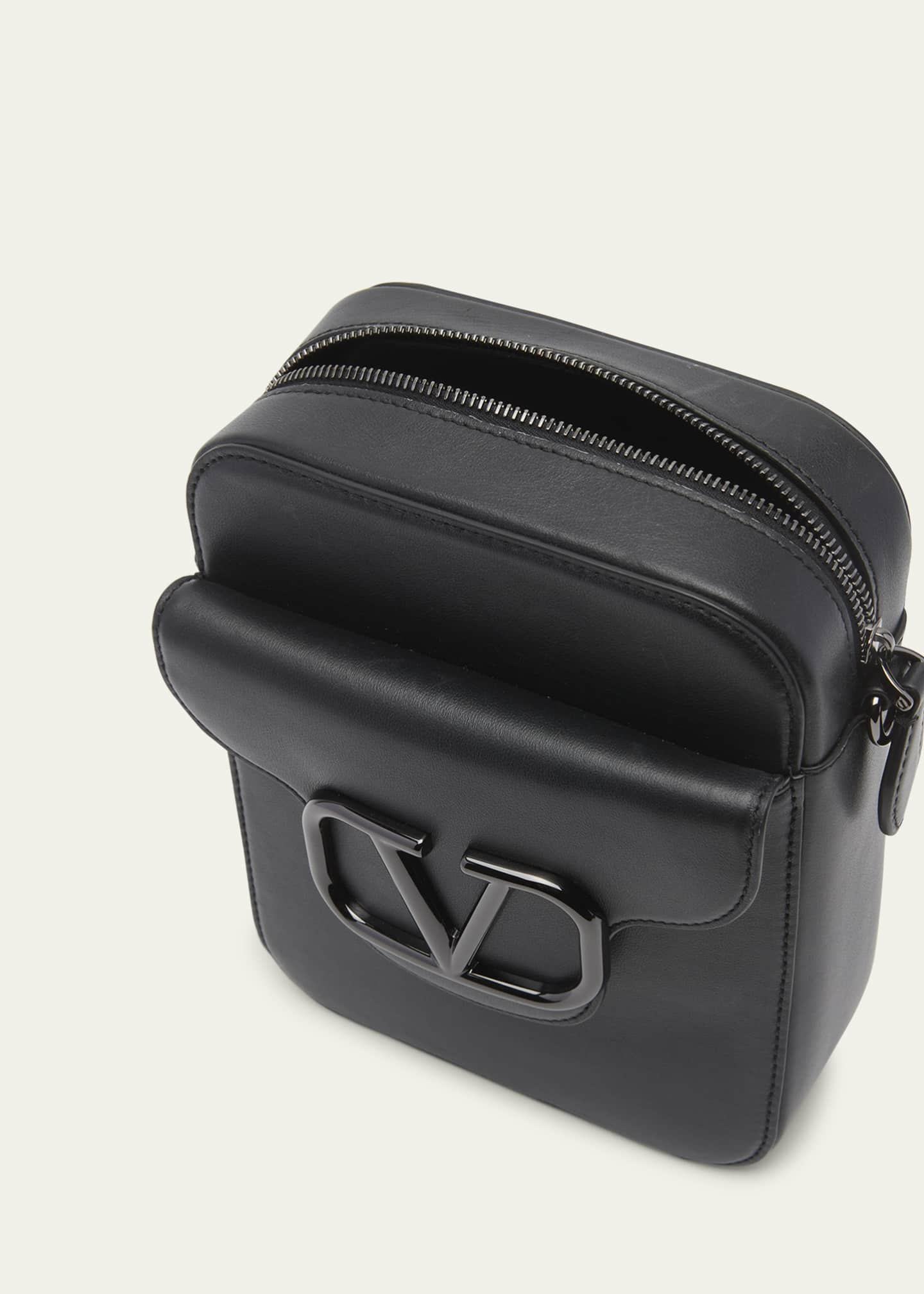 Valentino Garavani Men's Small Logo Leather Crossbody Bag