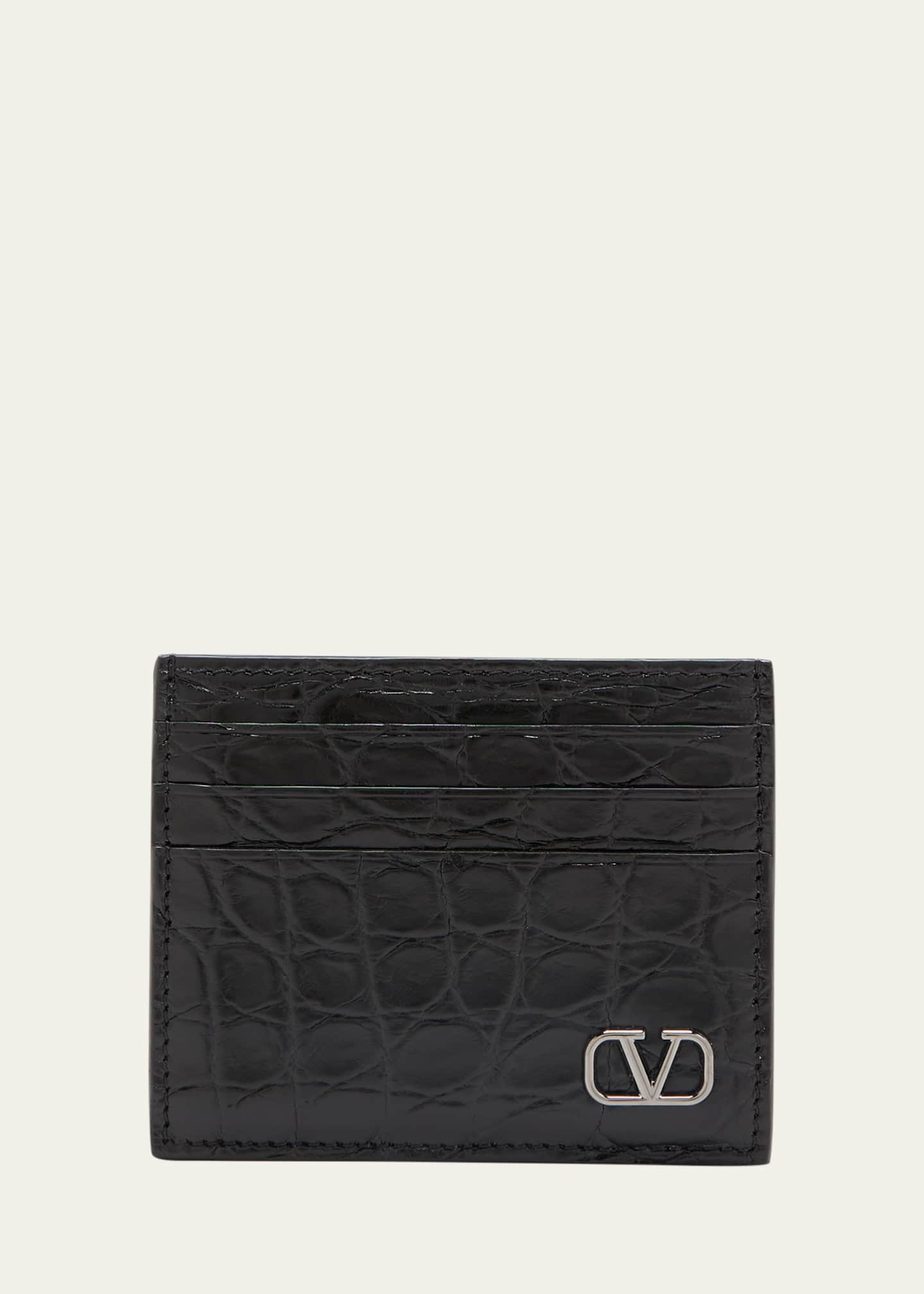 Valentino Garavani Men s Mini VLogo Croc Effect Card Holder
