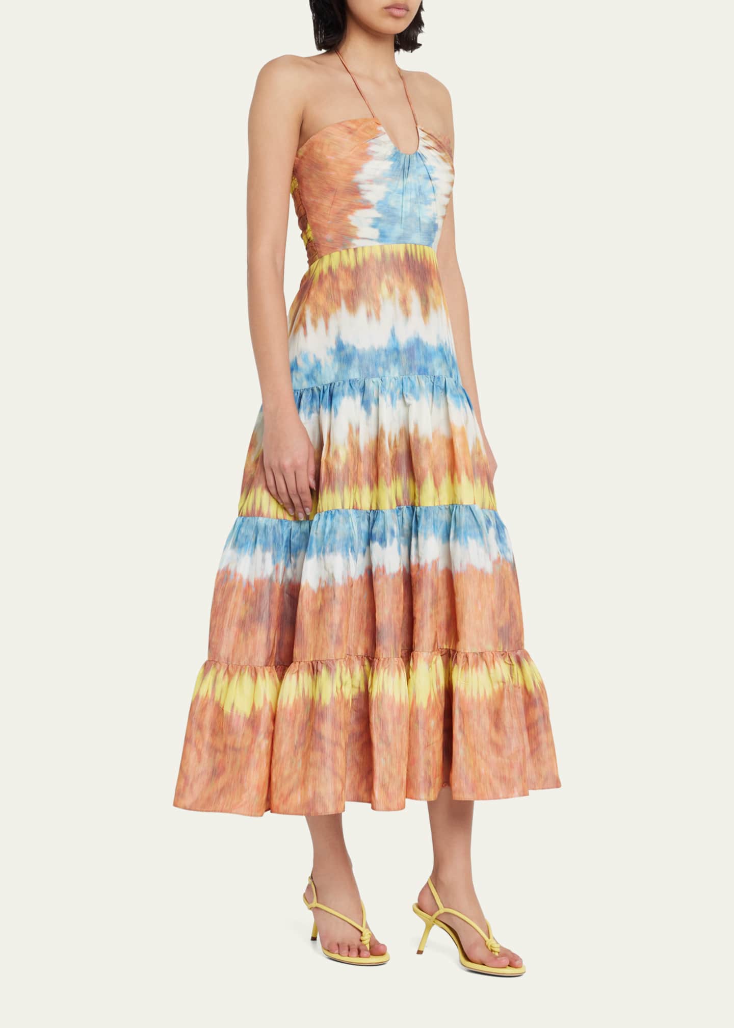 the GROOVY BOHO - Women Summer Casual Long Dress Tie-Dye Print U-Neck Sleeveless Dress Fashion Cross Backless Dress