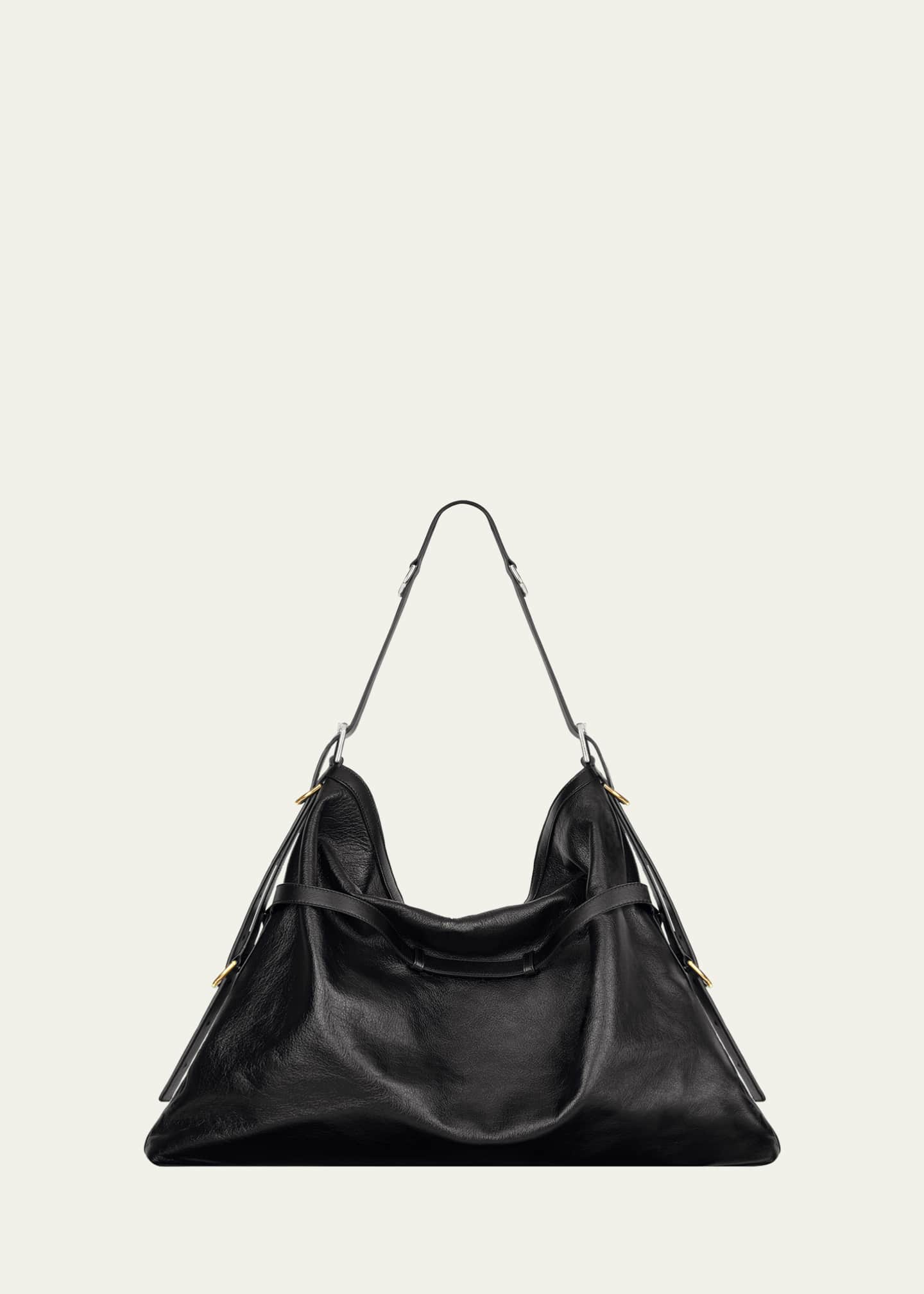 GIVENCHY Voyou medium buckled leather-trimmed straw tote