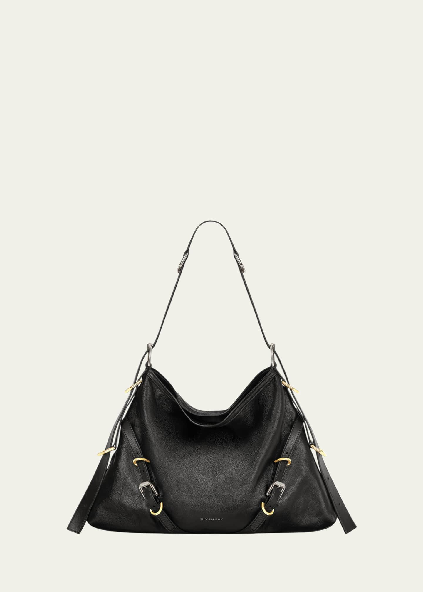 G Hobo Medium Leather Shoulder Bag in Black - Givenchy