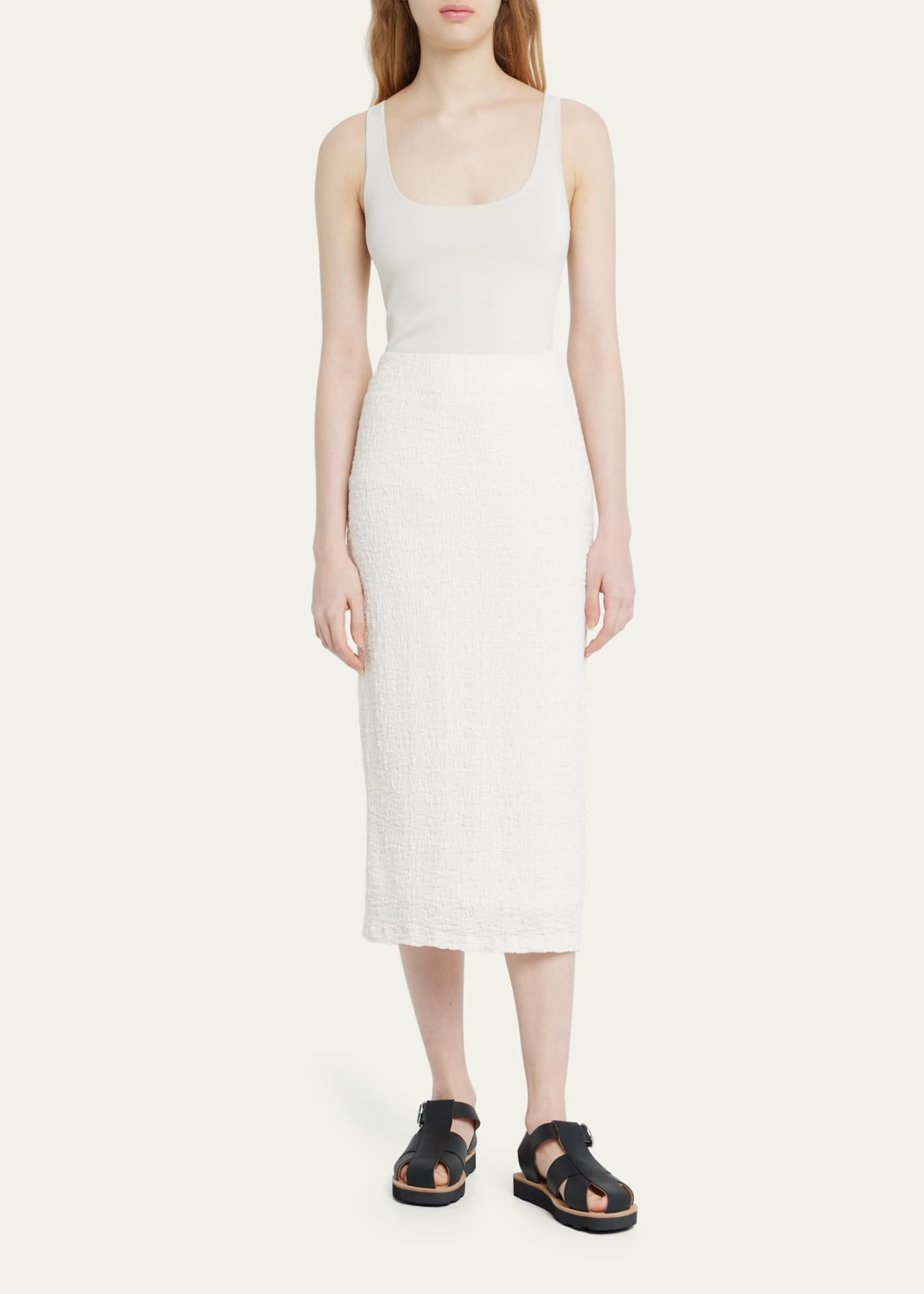 Vince Smocked Cotton-Blend Midi Skirt - Bergdorf Goodman