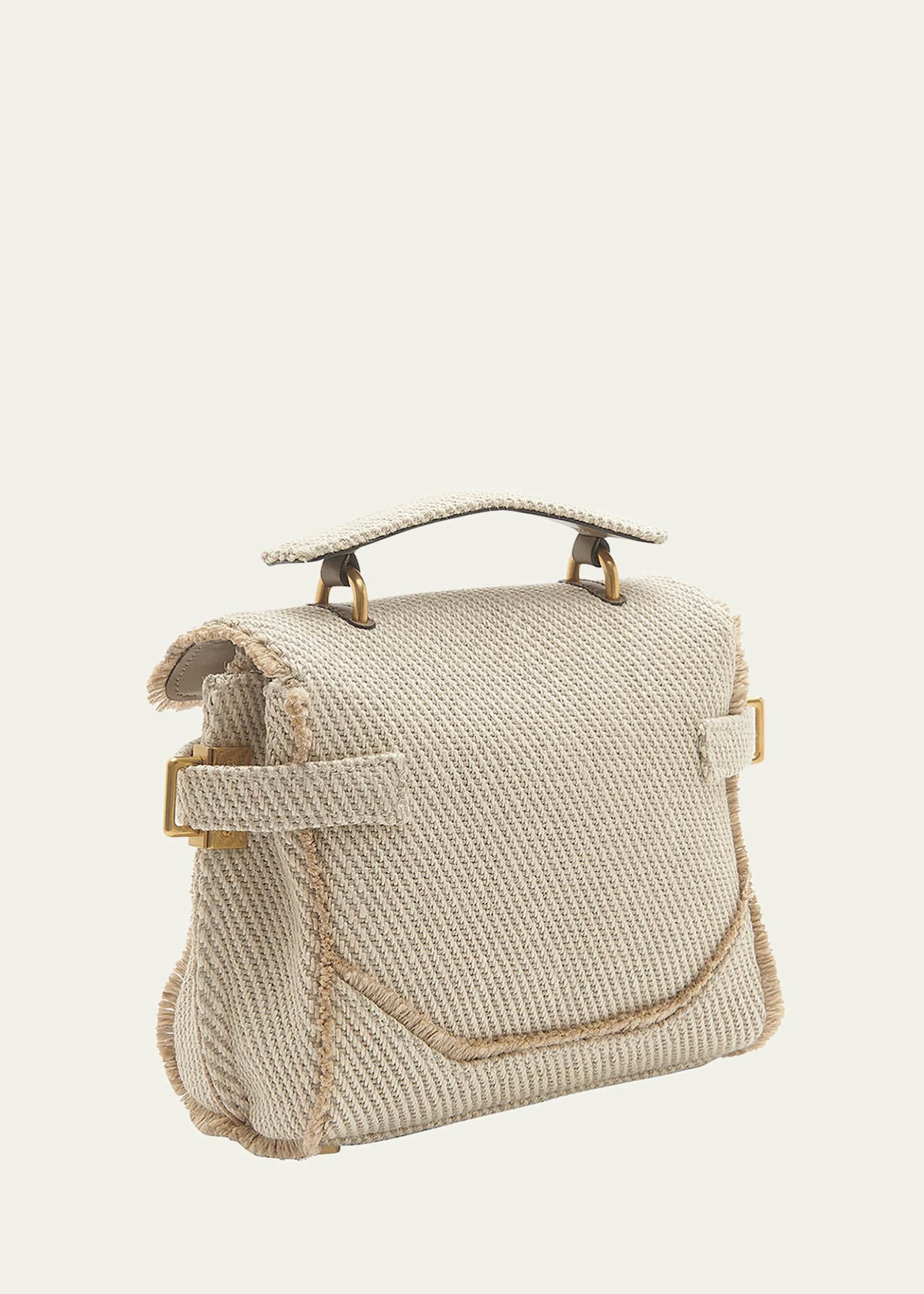 Balmain BBuzz 23 Linen Fringe Satchel Bag Bergdorf Goodman