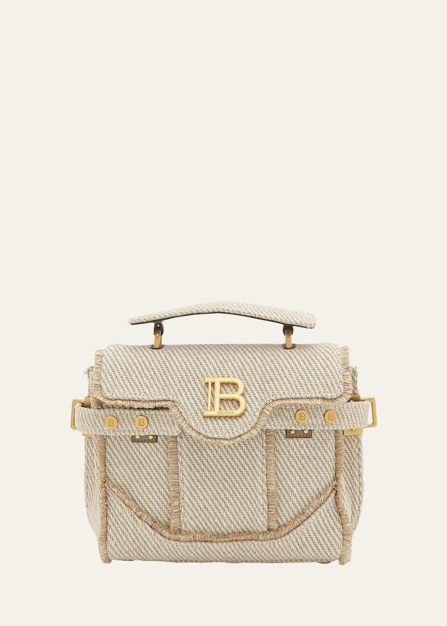 Balmain BBuzz 23 Linen Fringe Satchel Bag - Bergdorf Goodman