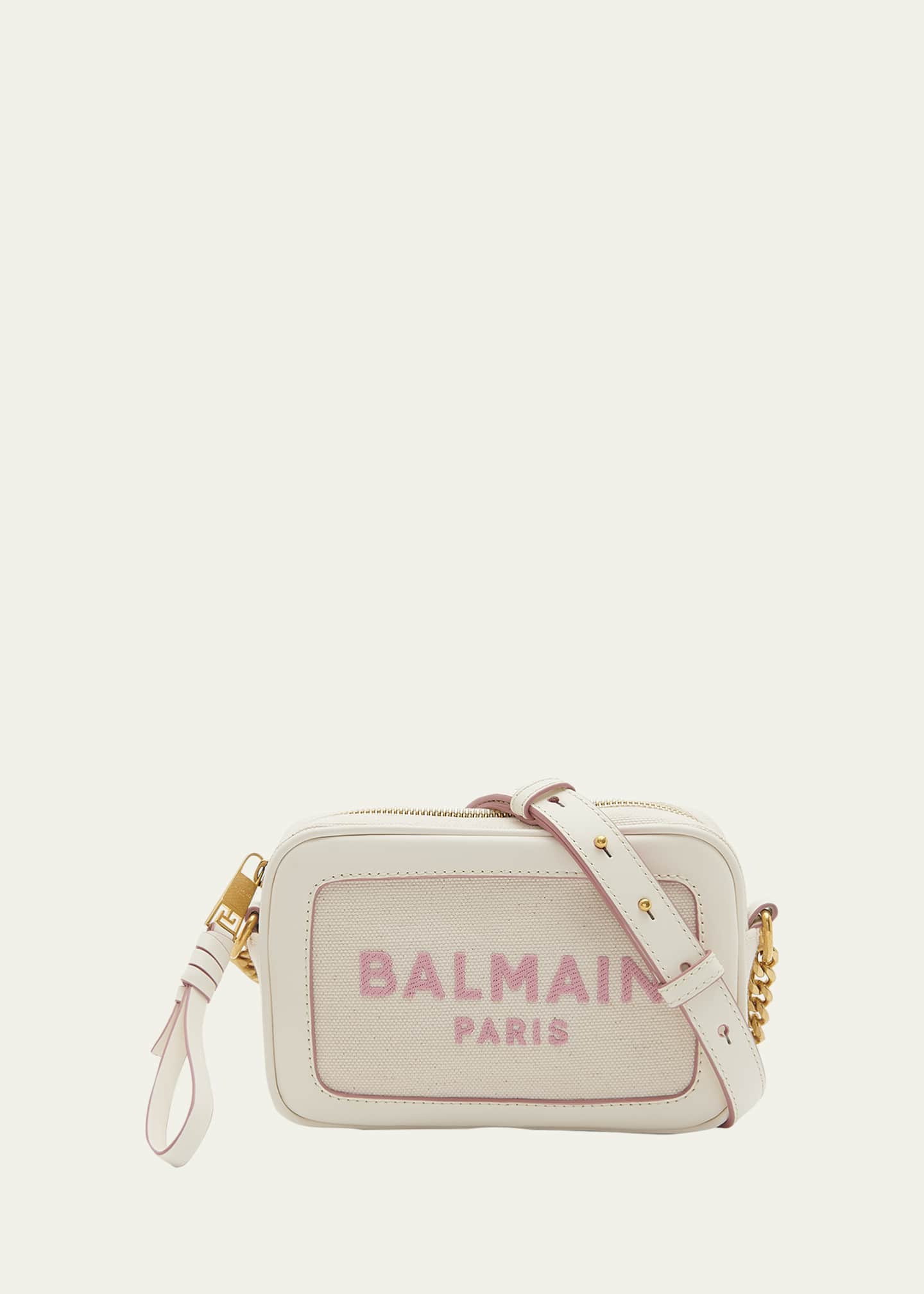 Balmain B-army Canvas & Logo Chain Pouch Bag