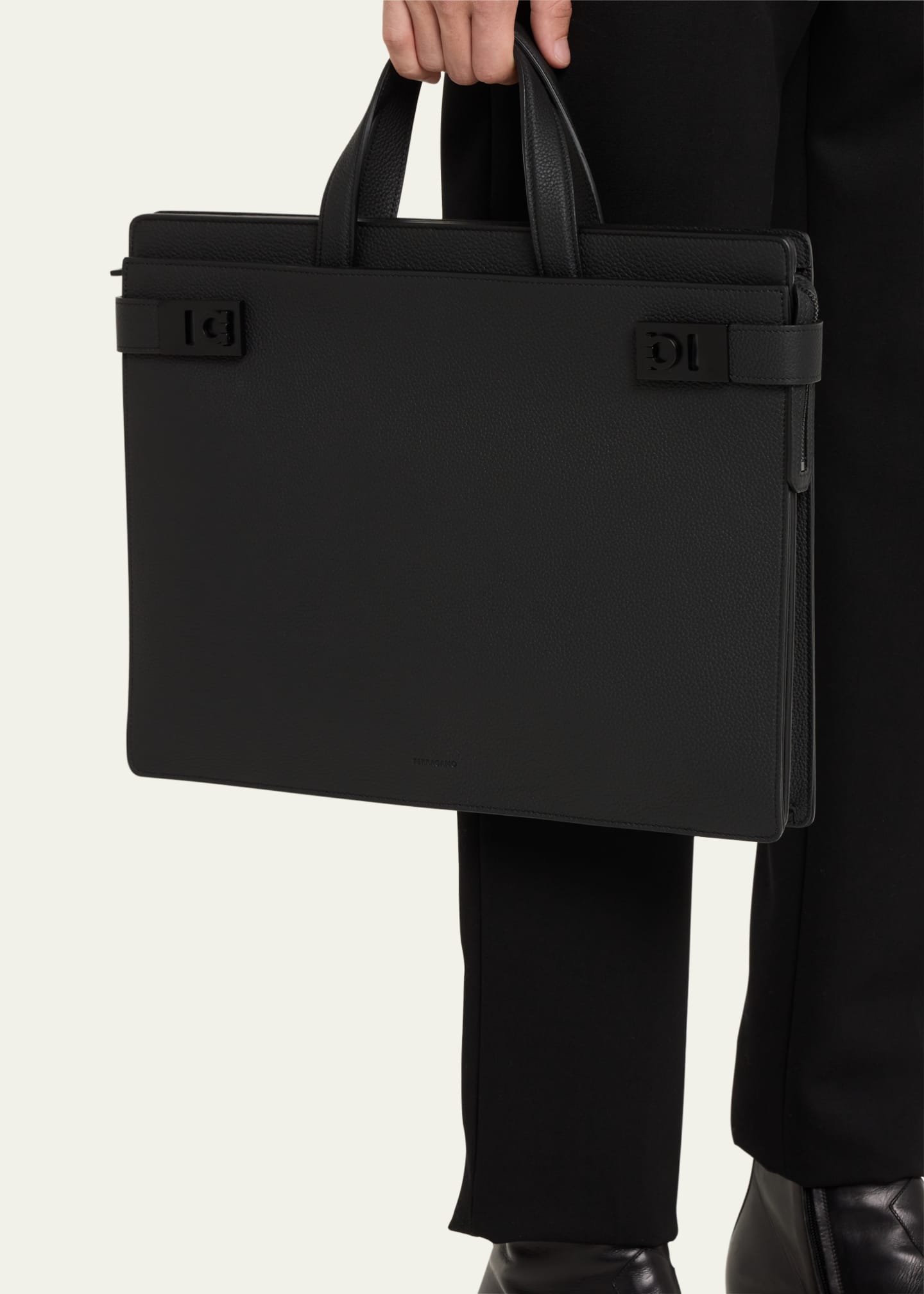 Ferragamo Men's Medium Leather Briefcase Image 2 of 5