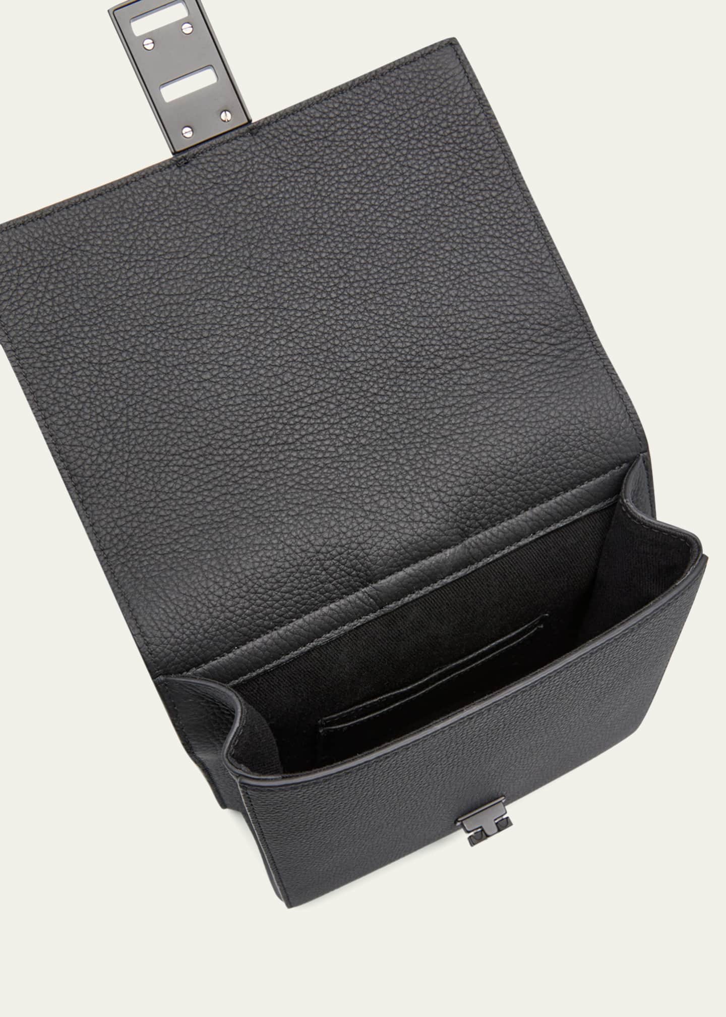 Ferragamo Asymmetric Leather Crossbody Bag Black