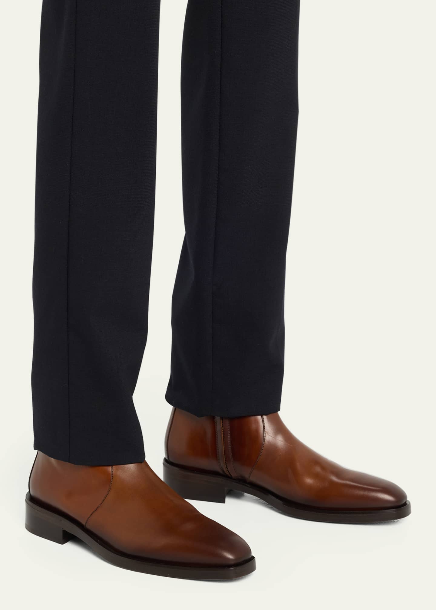 Ferragamo Men's Gerald Leather Zip Ankle Boots