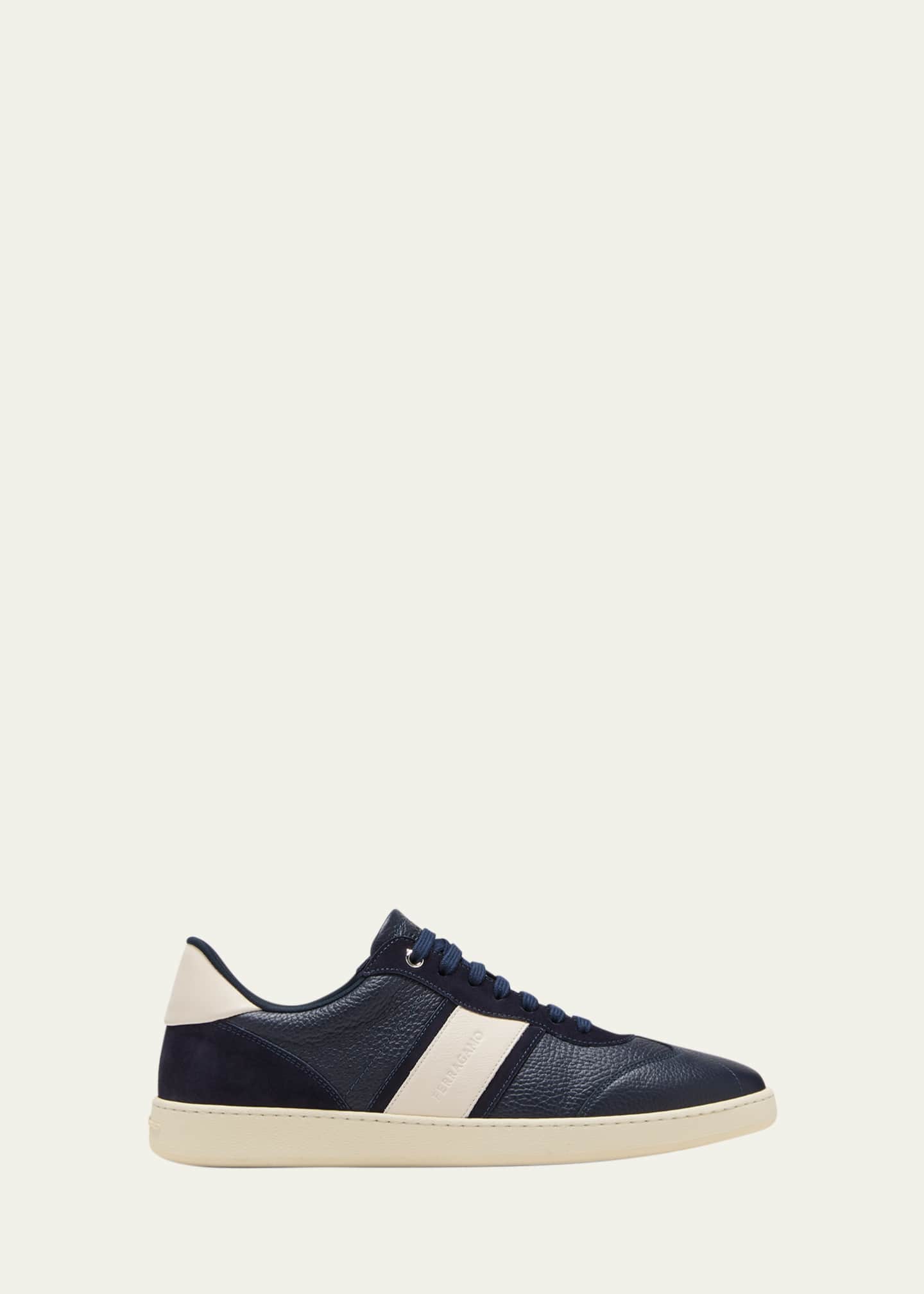 スニーカー SALVATORE FERRAGAMO ACHILLE SNEAKER IN GRAINY LEATHER FERRAGAMO Men's Achille Lace Up Leather Sneakers