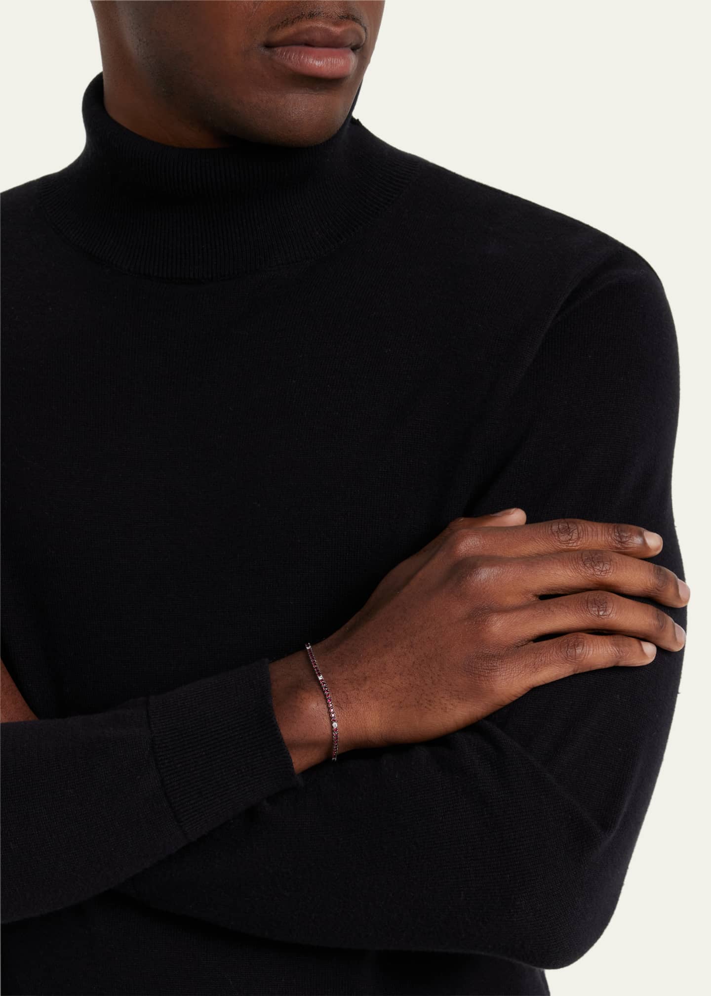 Lois Sasson Design Men's 18K White Gold Ruby and Diamond Tennis