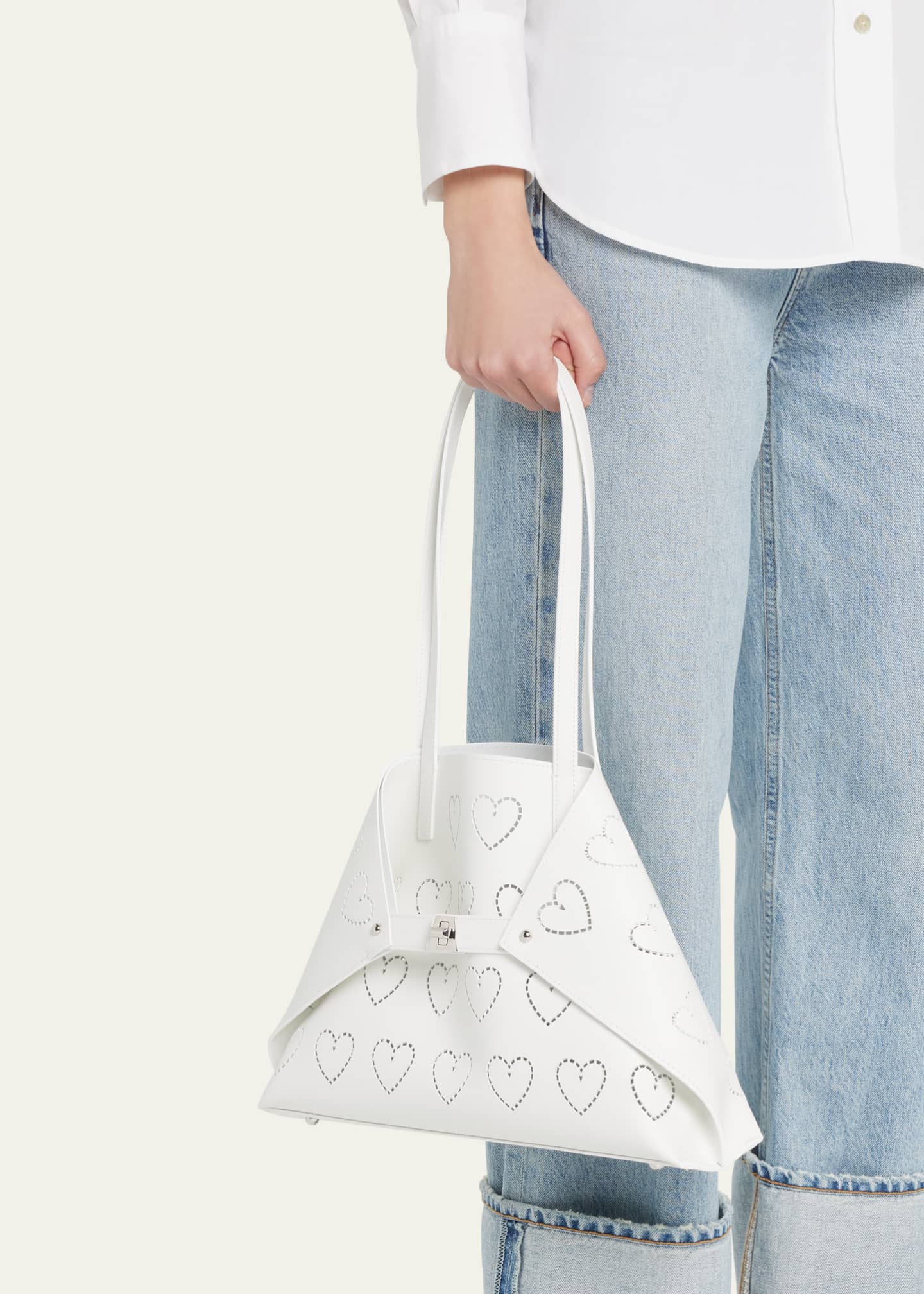 Akris Ai Small Heart LaserCut Shoulder Bag Bergdorf Goodman