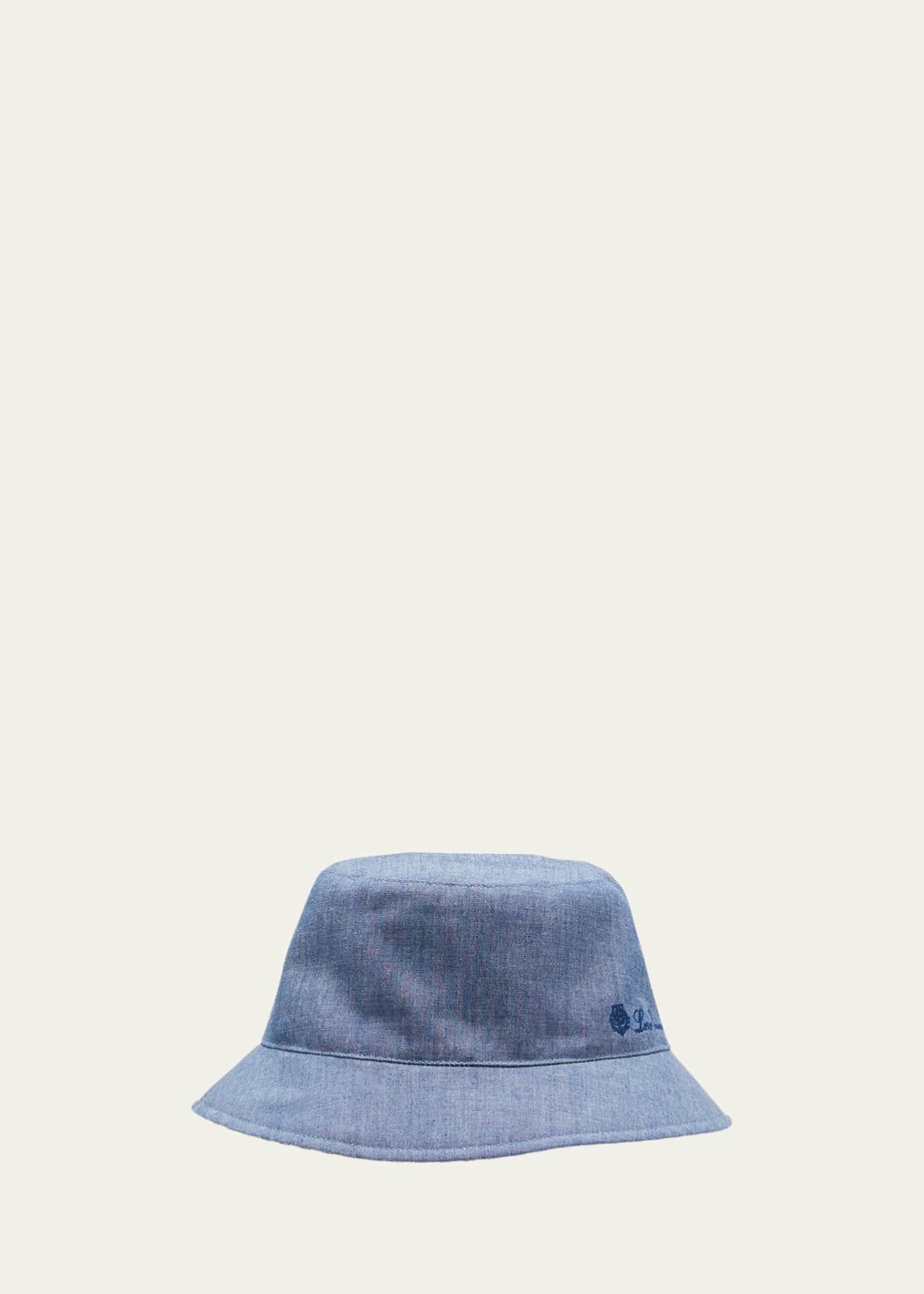 Loro Piana Men's Embroidered Chambray Bucket Hat