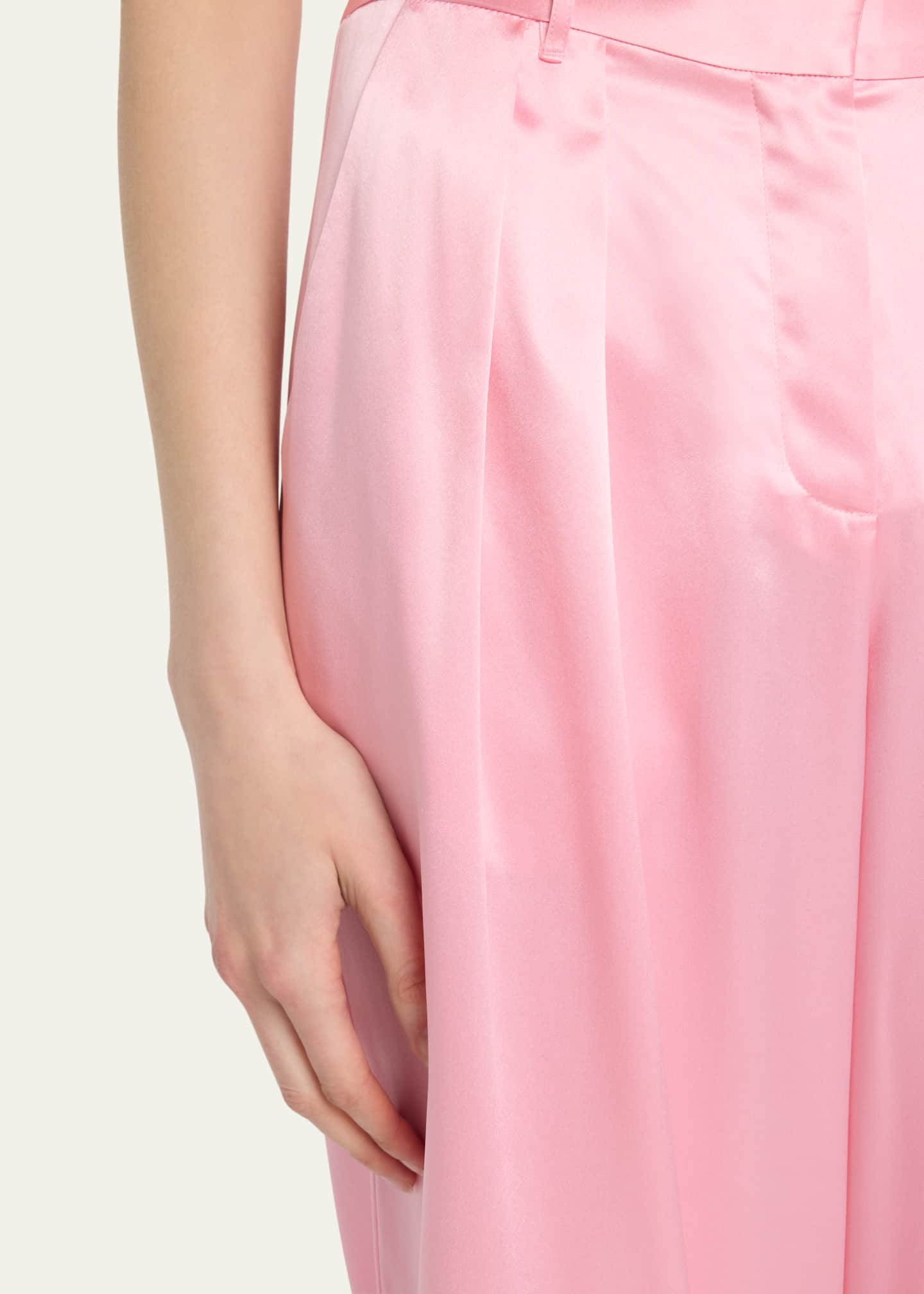 LoveShackFancy Emberlynn Pleated SIlk Pants Bergdorf Goodman