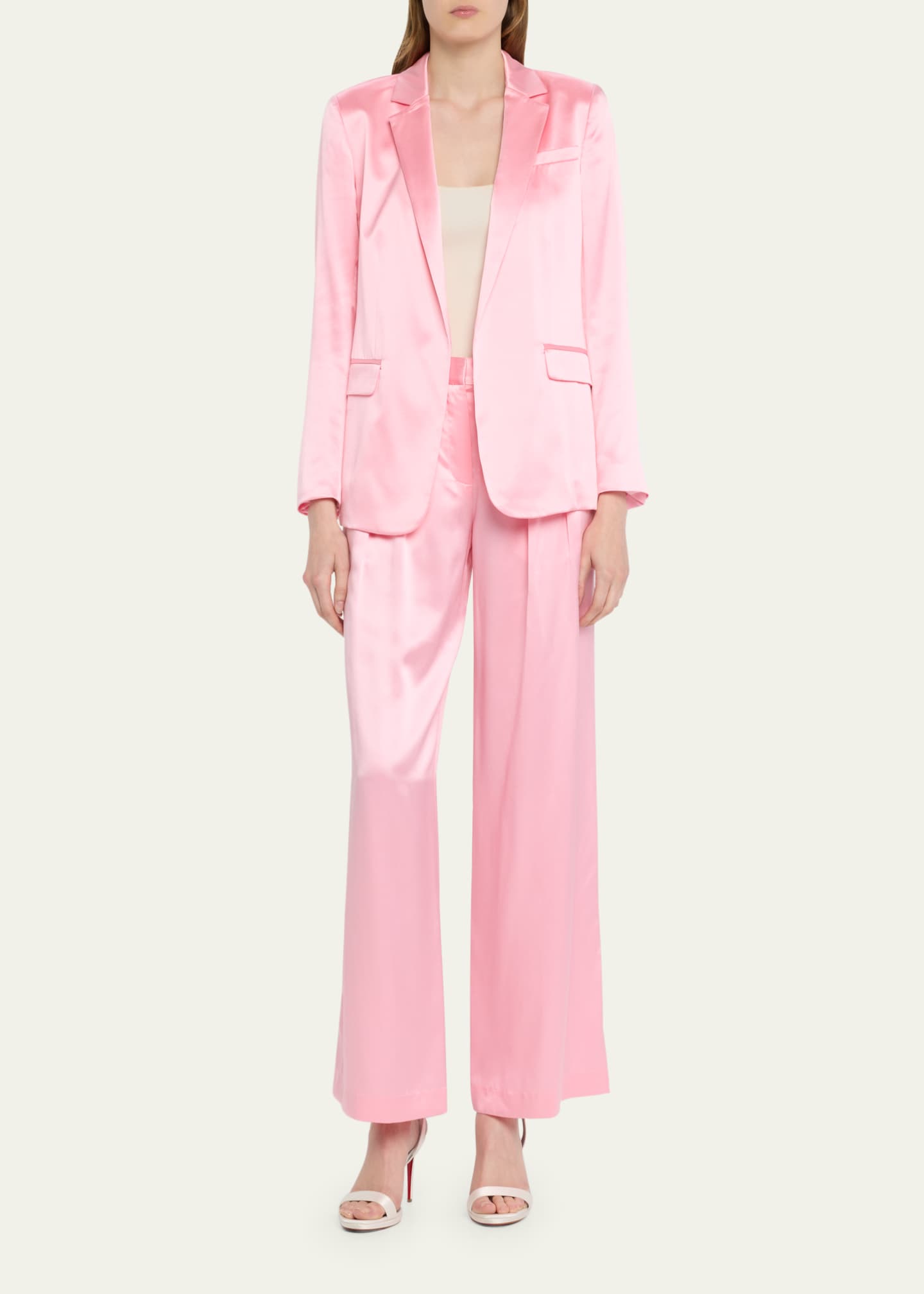 LoveShackFancy Astara OpenFront Silk Blazer Jacket Bergdorf Goodman