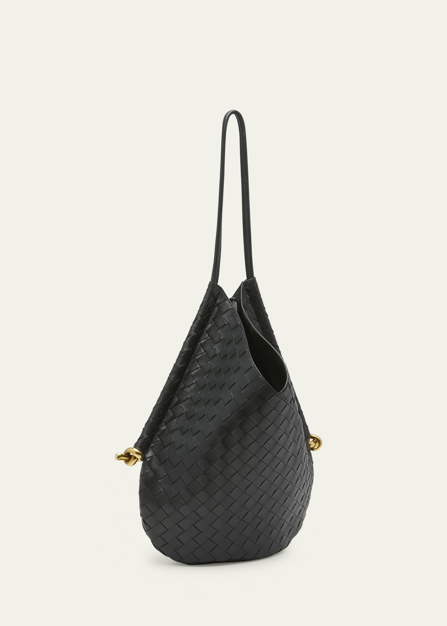 Bottega Veneta Intrecciato Leather Small Hobo Bag in Black