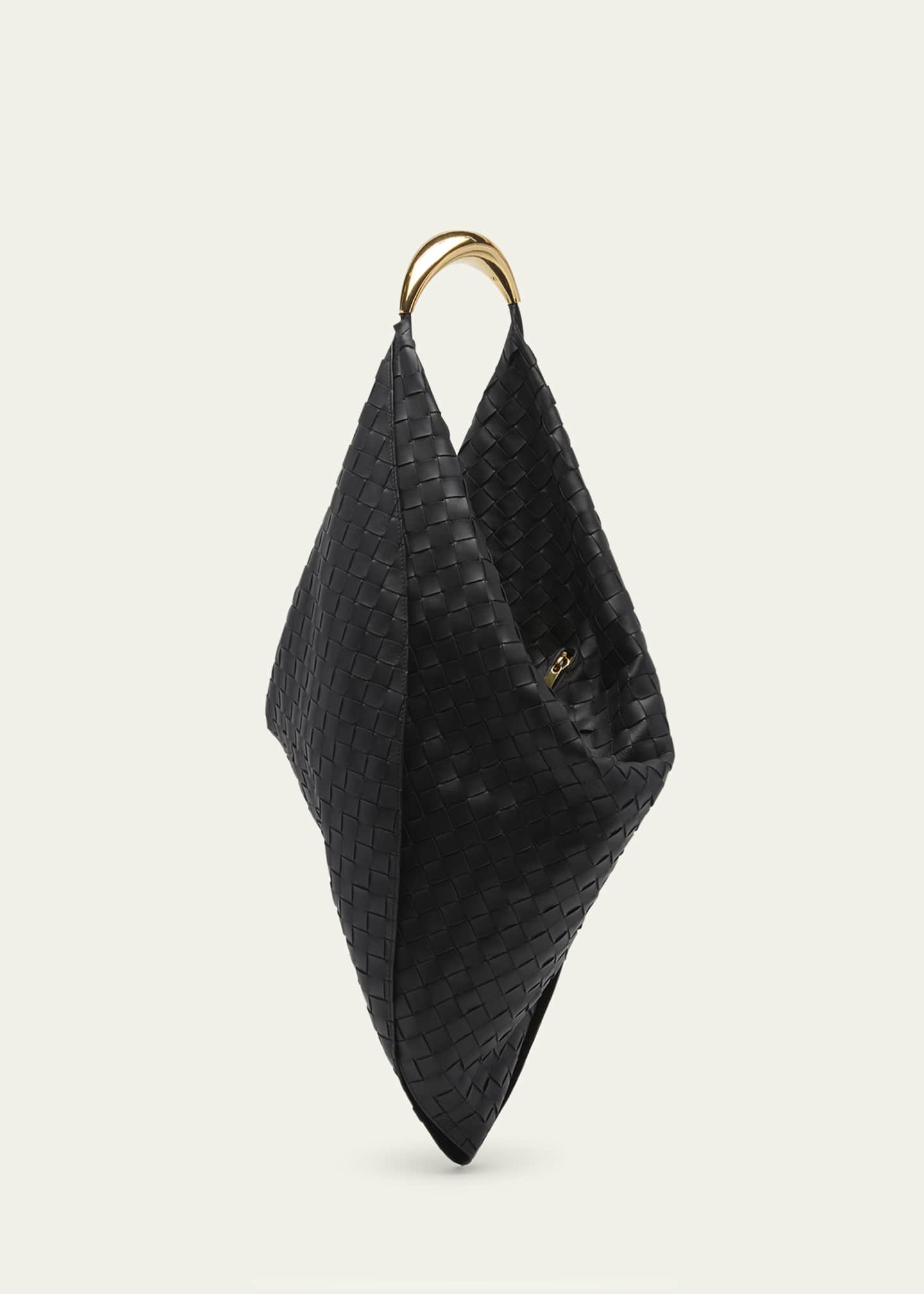 Foulard Intrecciato Tote Bag in Black - Bottega Veneta